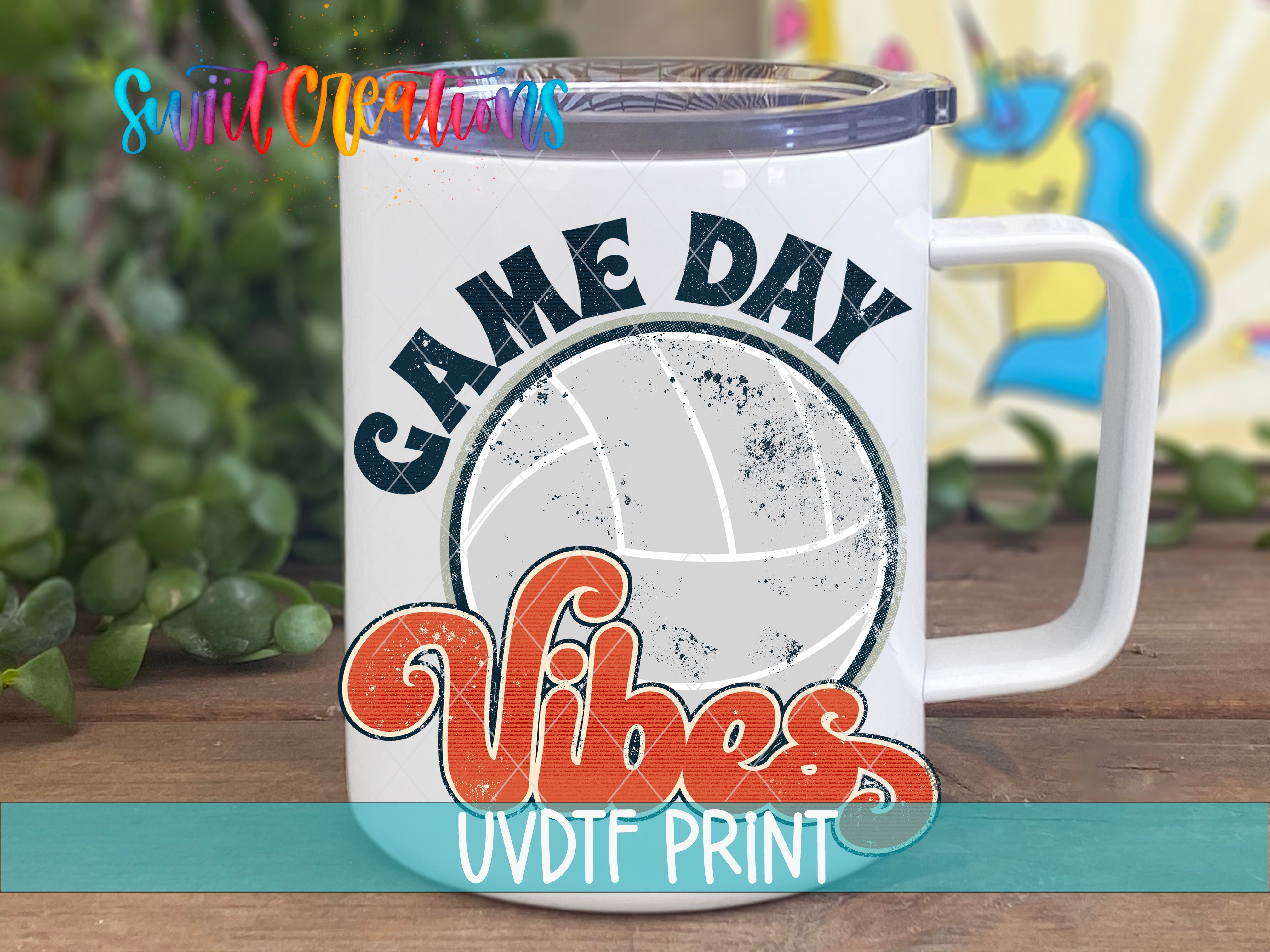 a white coffee mug with the words game day vibes on it