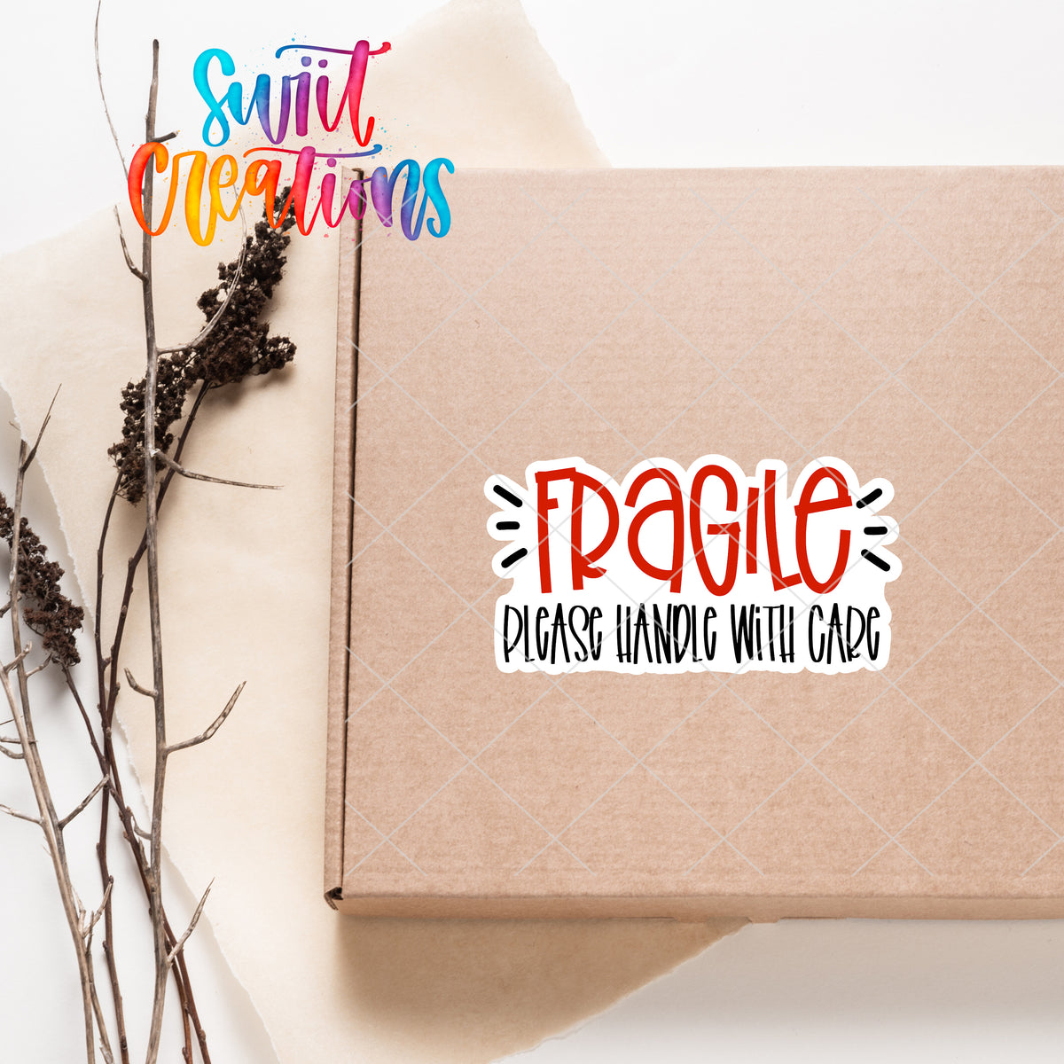 a box with a sticker that says fragile