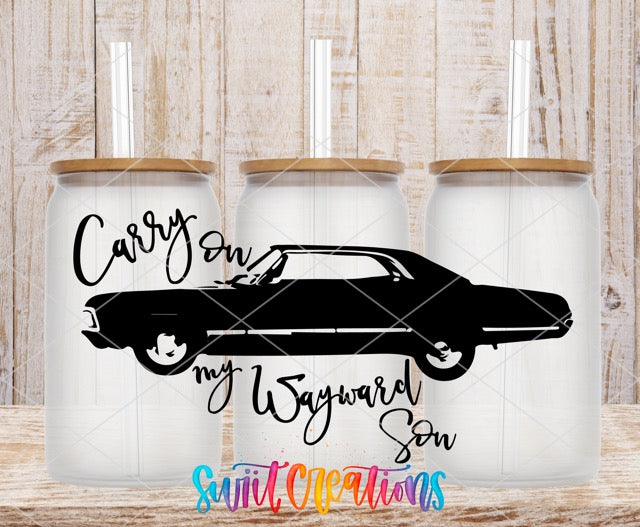 a couple of white jars with a black car on them