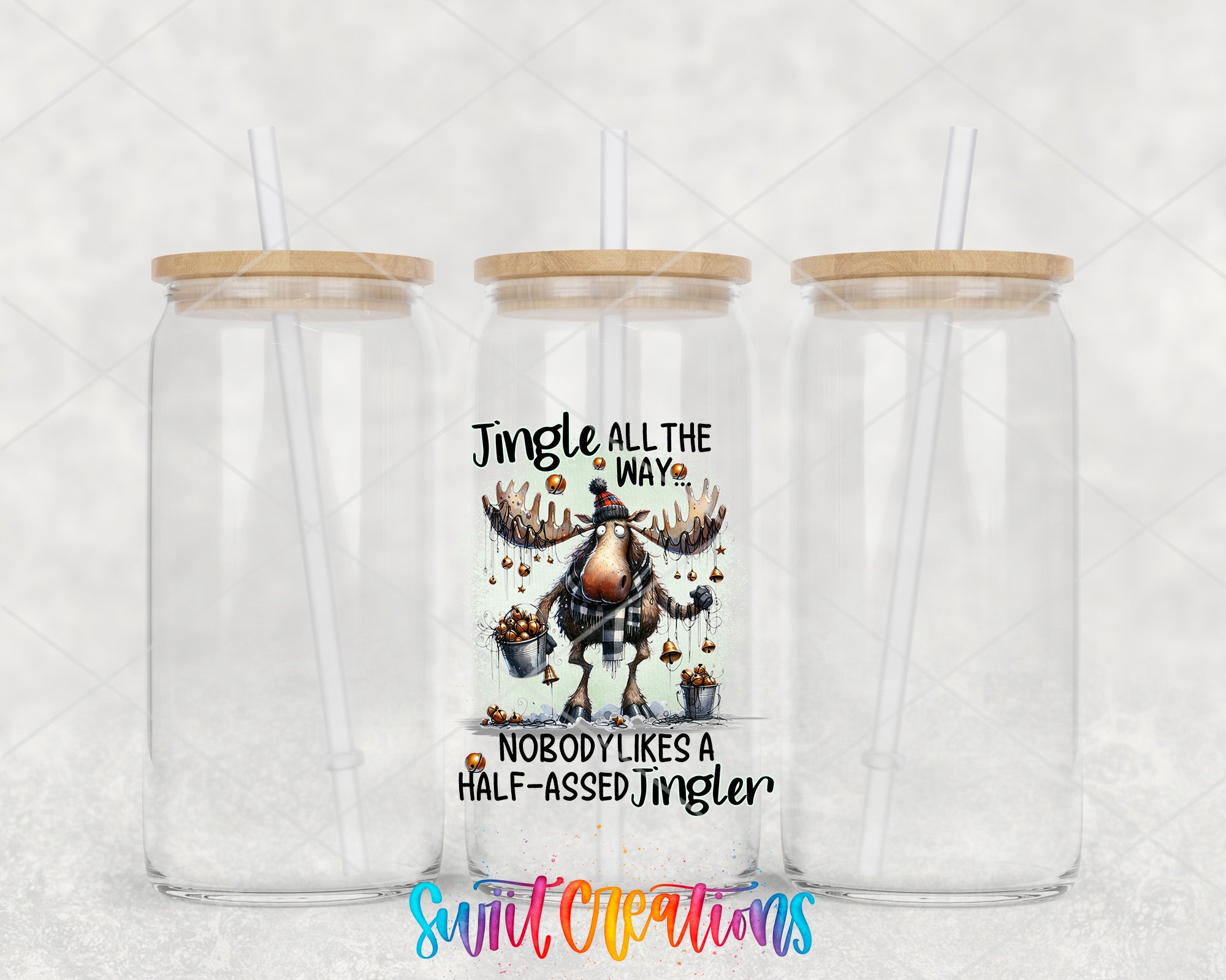 two tumblers with a picture of a moose on them