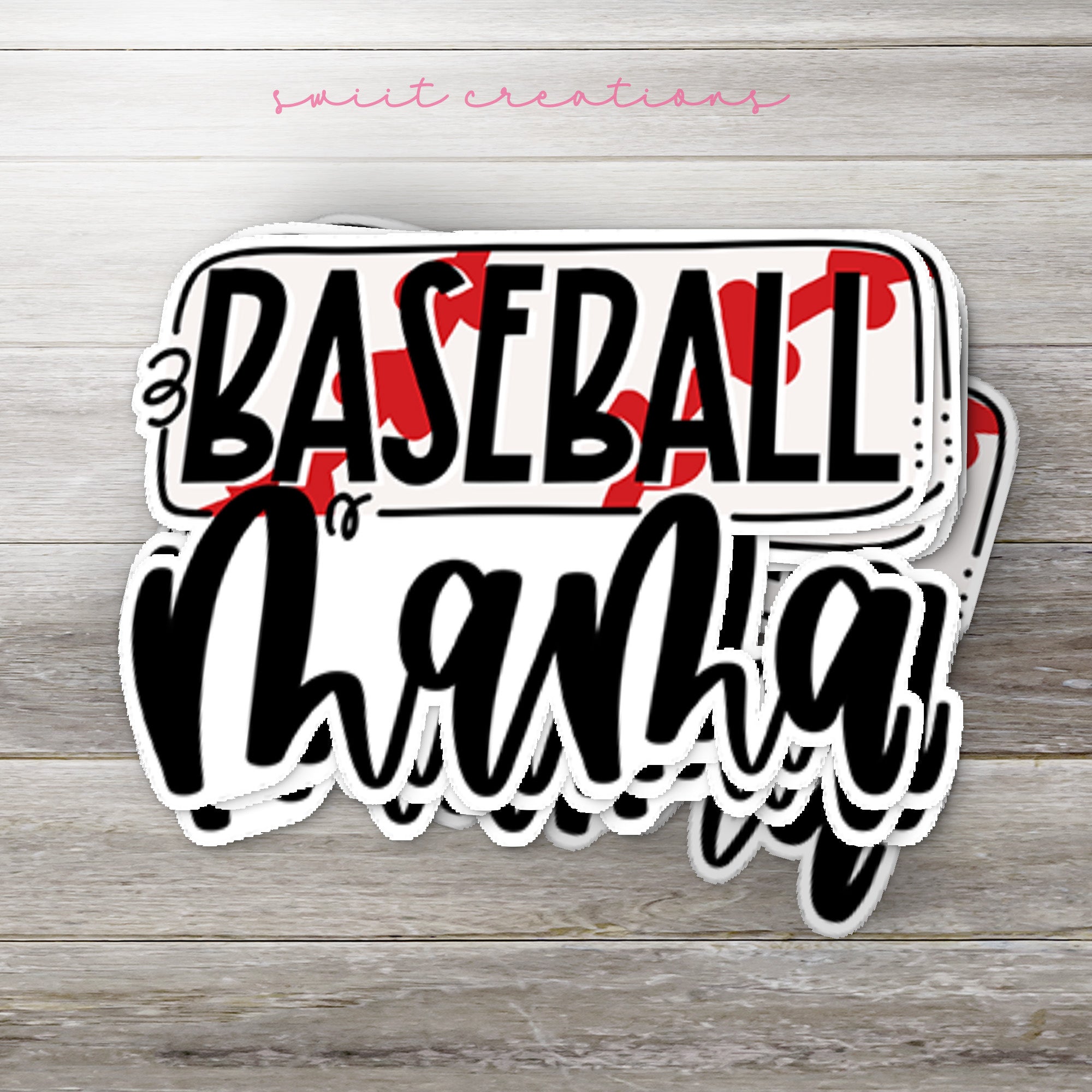 a sticker that says baseball mania on it
