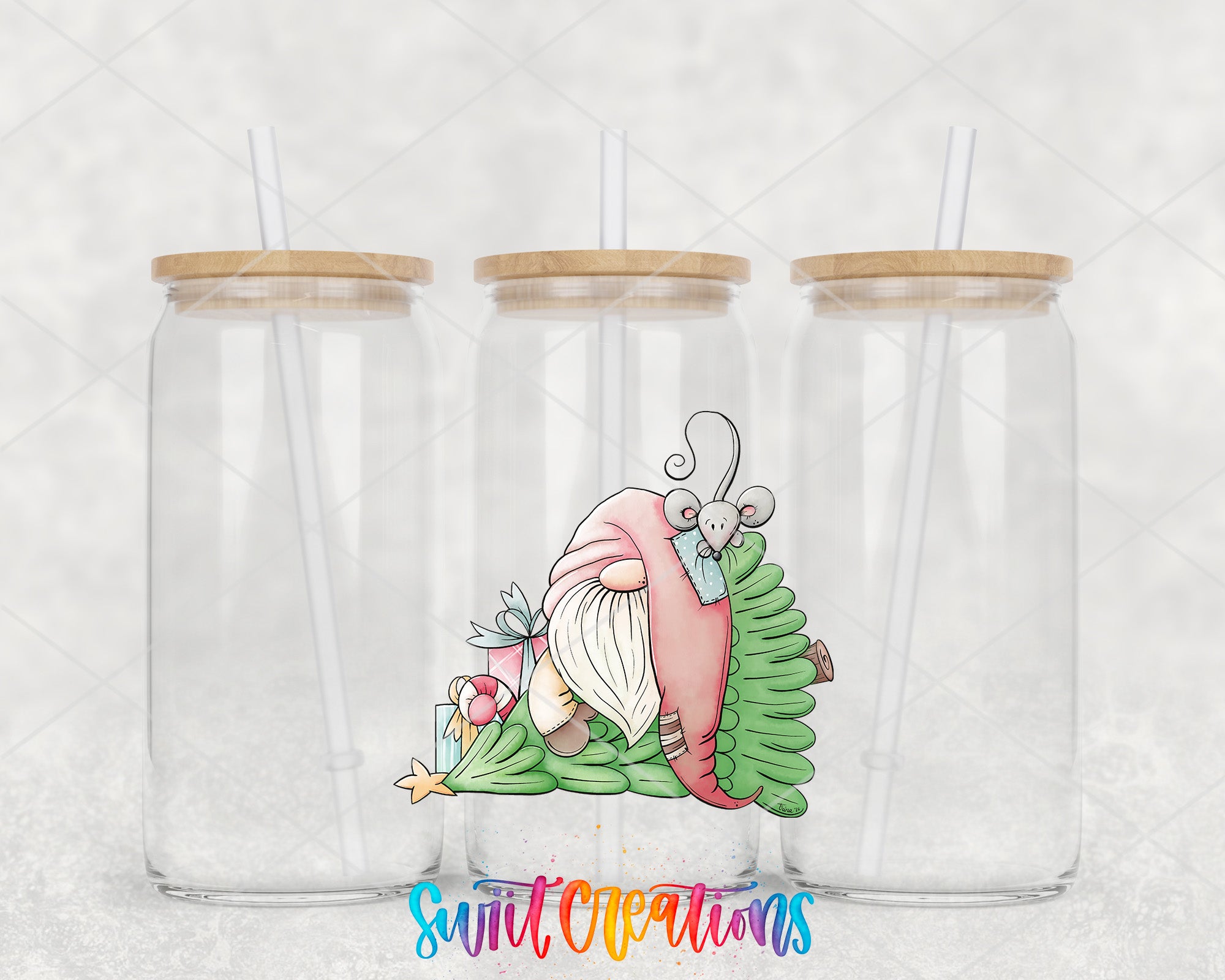 a couple of glass cups with cartoon characters on them