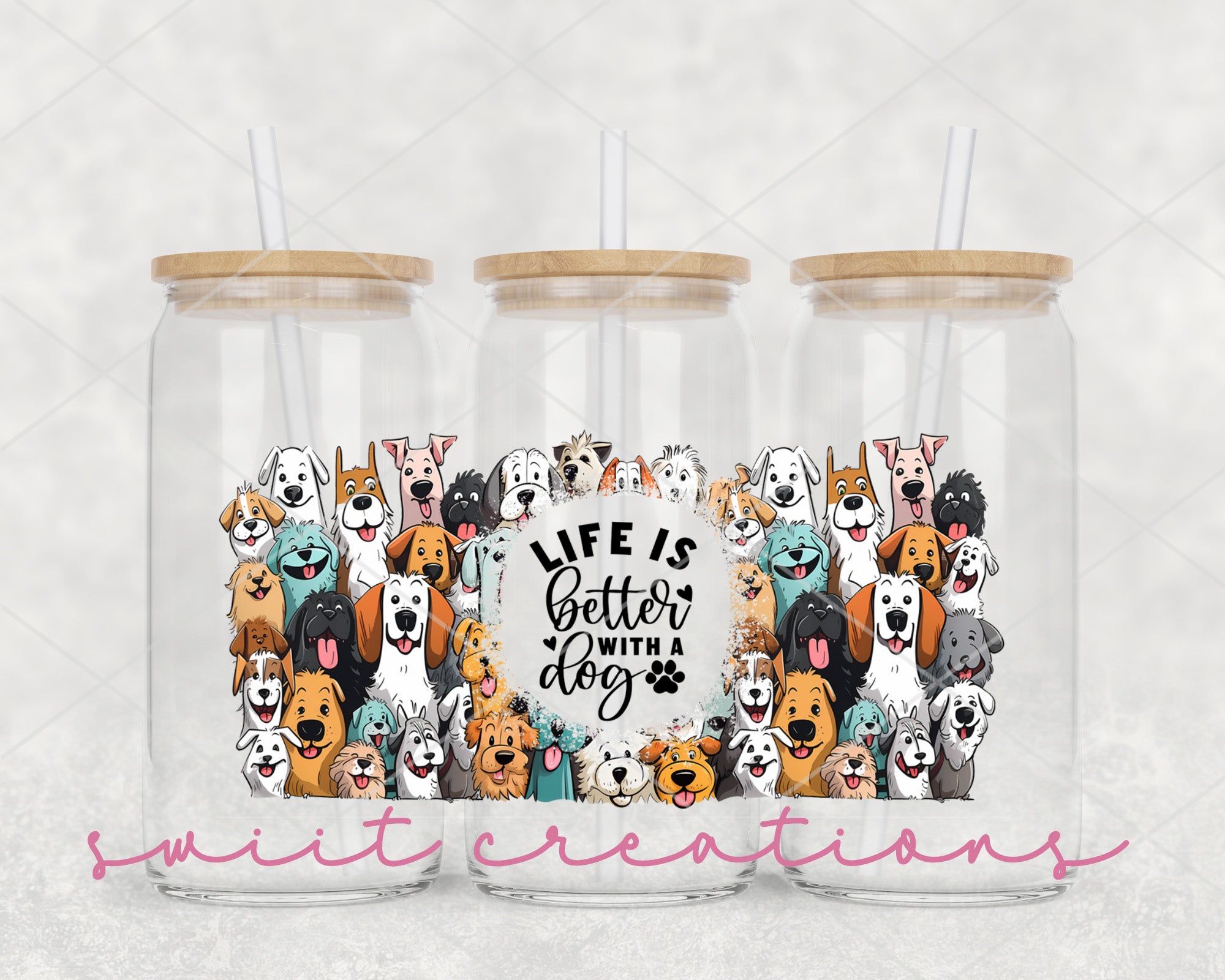 a couple of cups with dogs on them