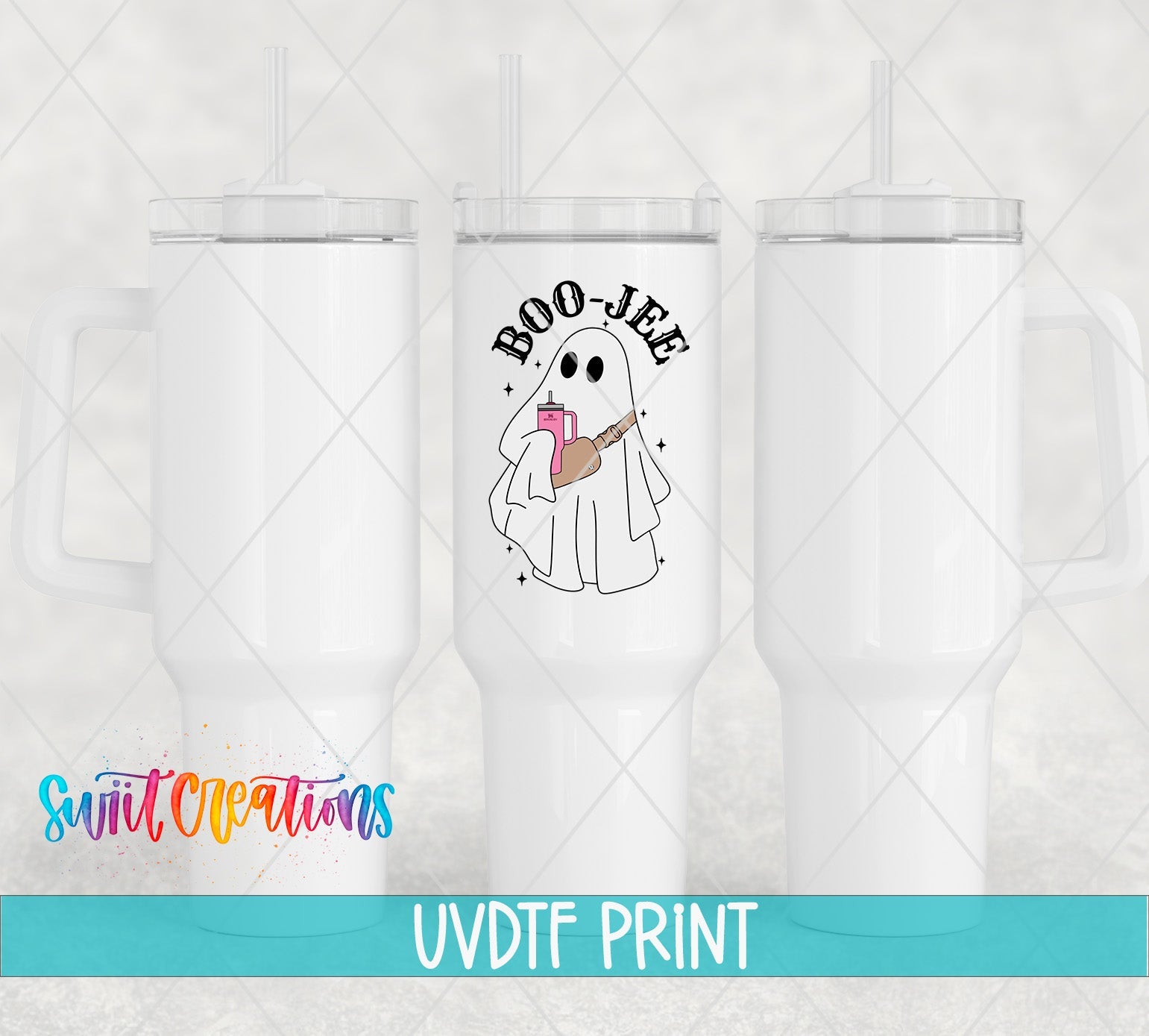 three white tumblers with the words boo boo boo boo boo boo boo boo boo