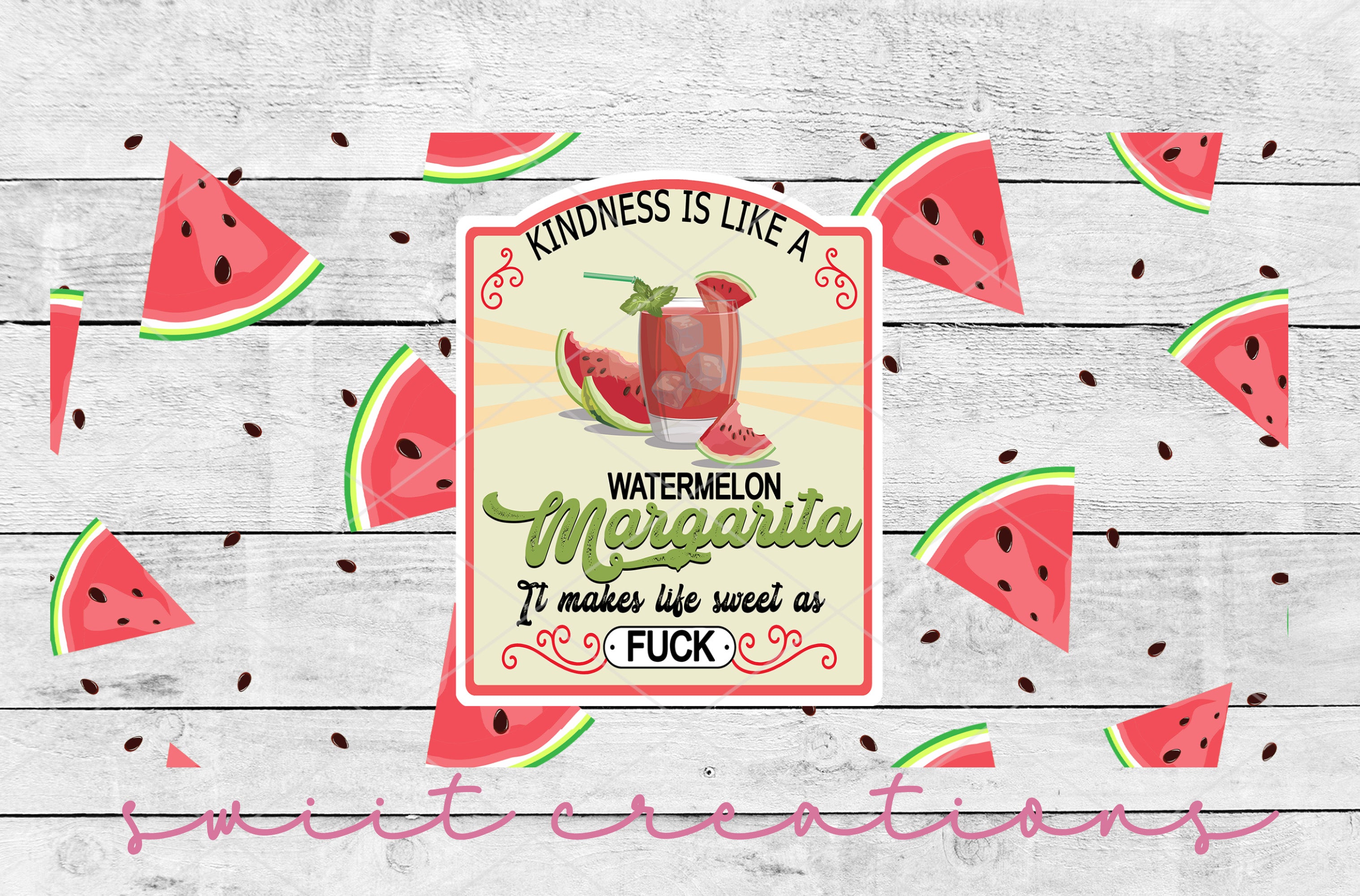 a watermelon margarita sign with slices of watermelon