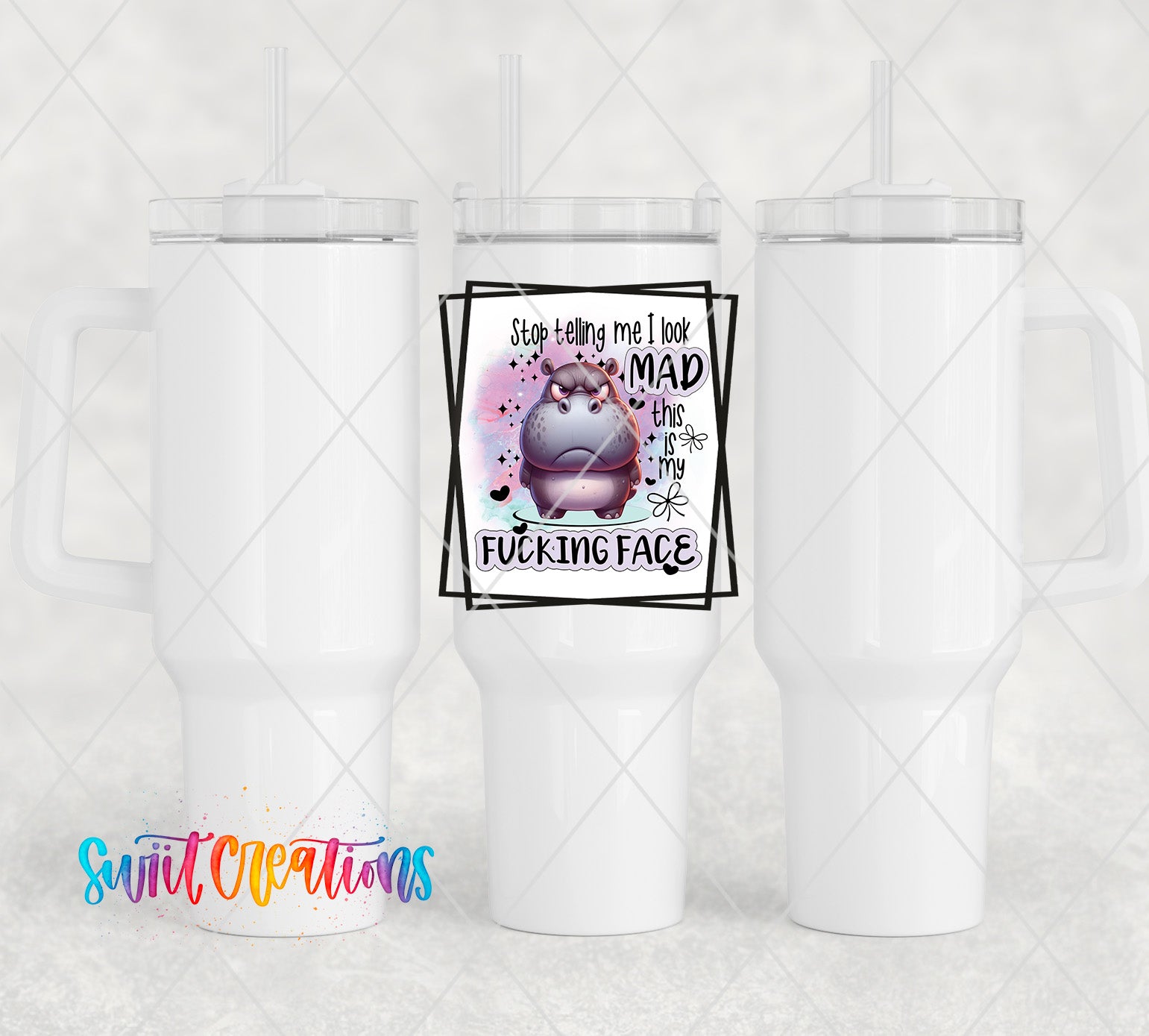 a couple of white coffee mugs sitting next to each other