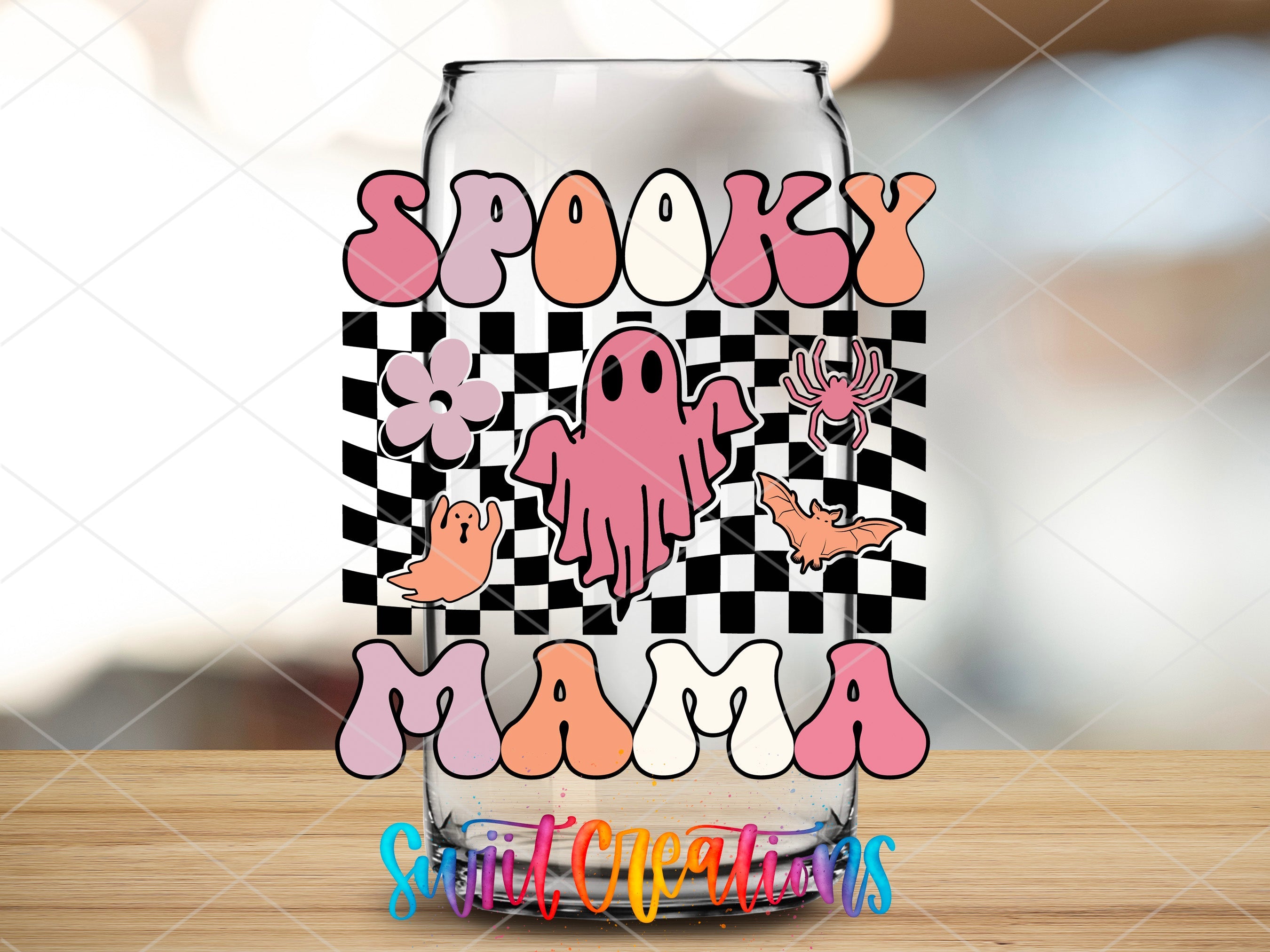 a glass with some type of sticker on it