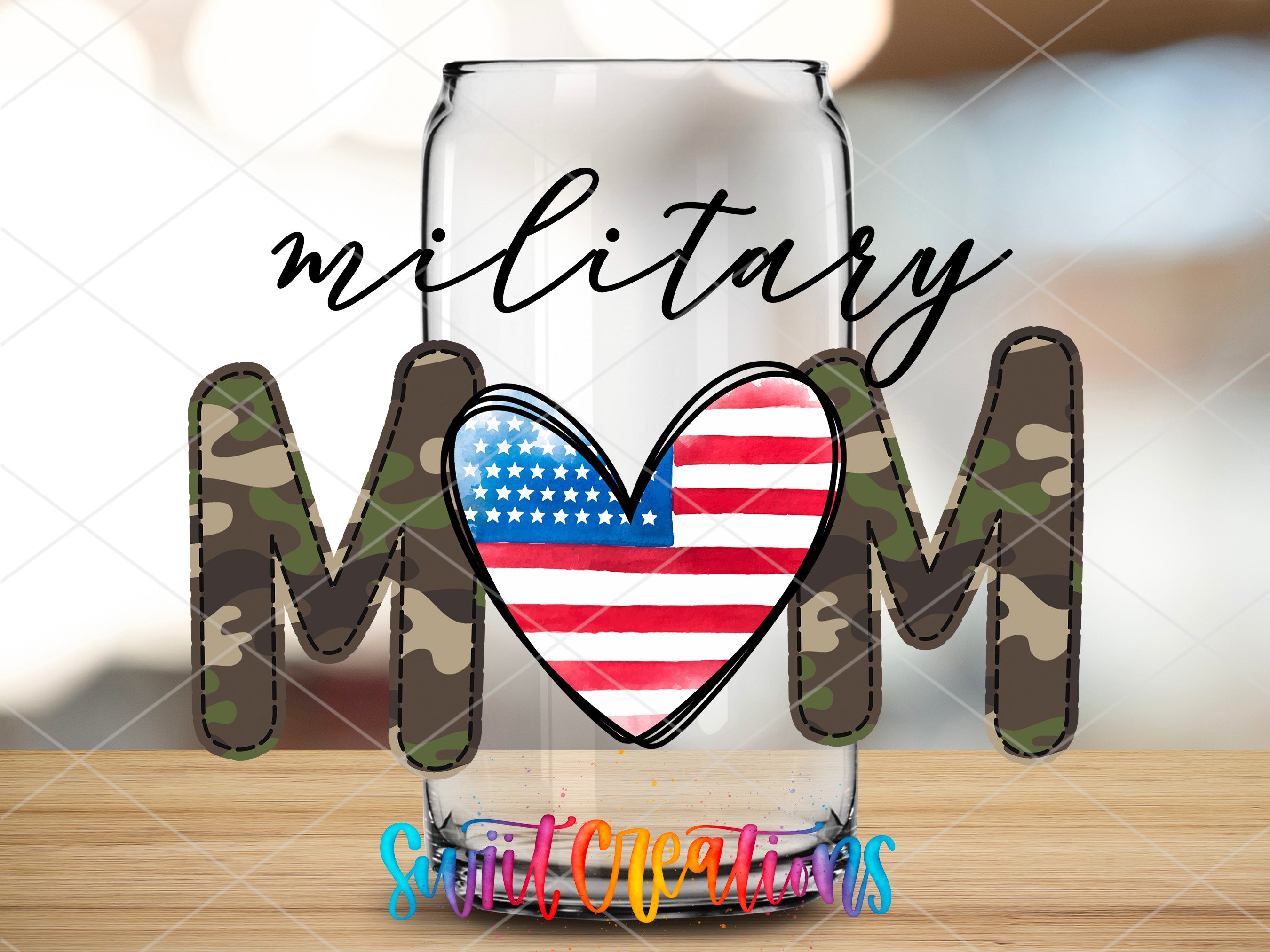 a military mom with a heart and american flag