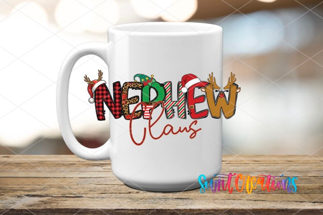a white coffee mug sitting on top of a wooden table