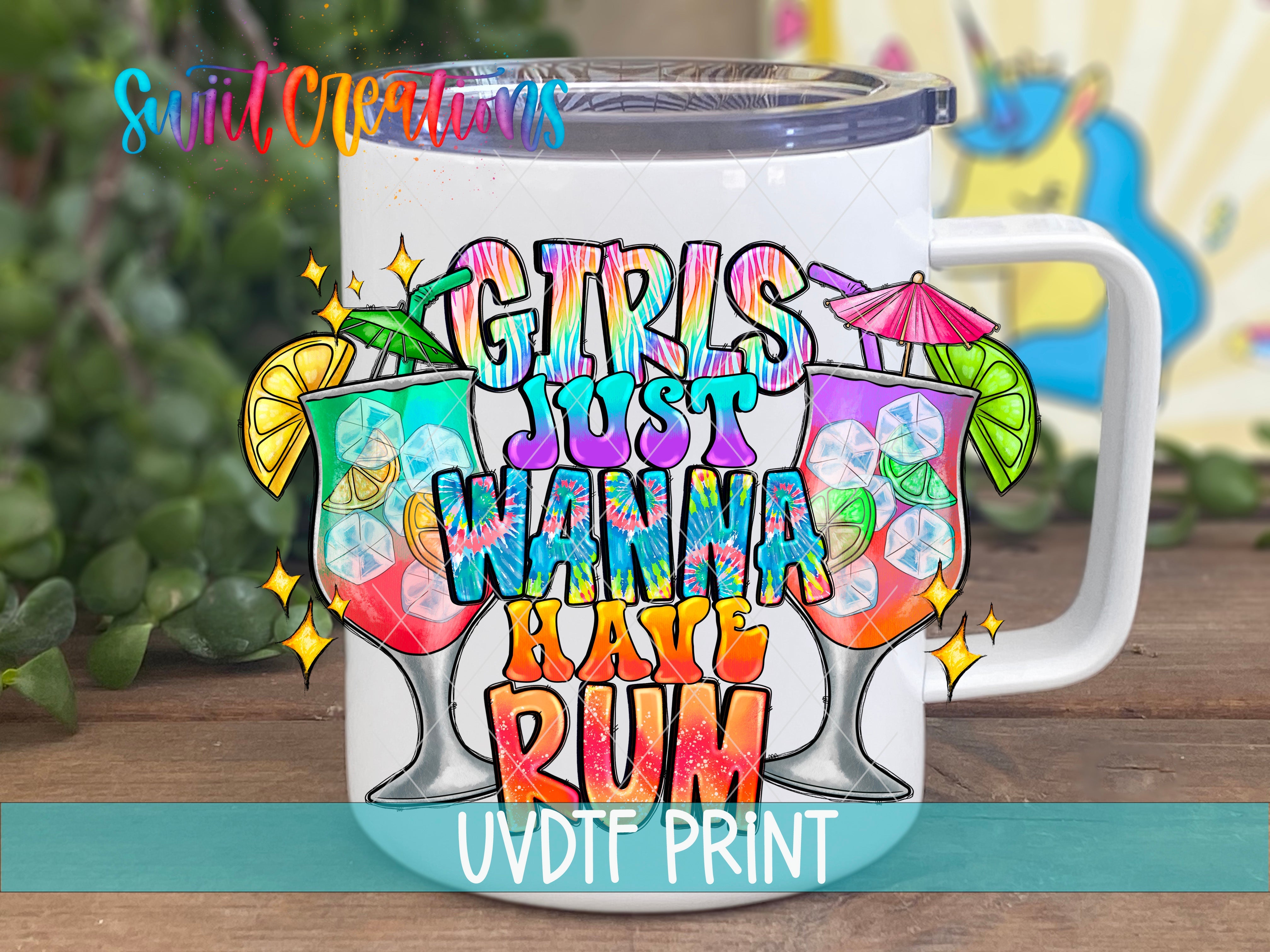 a white coffee mug with the words girls just wanna to have fun on it