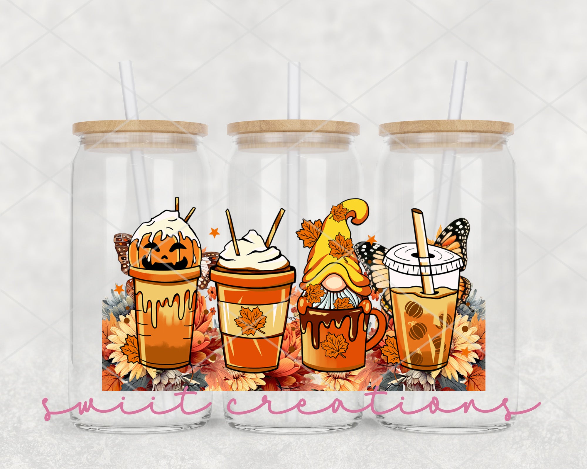 a couple of cups filled with drinks on top of a table