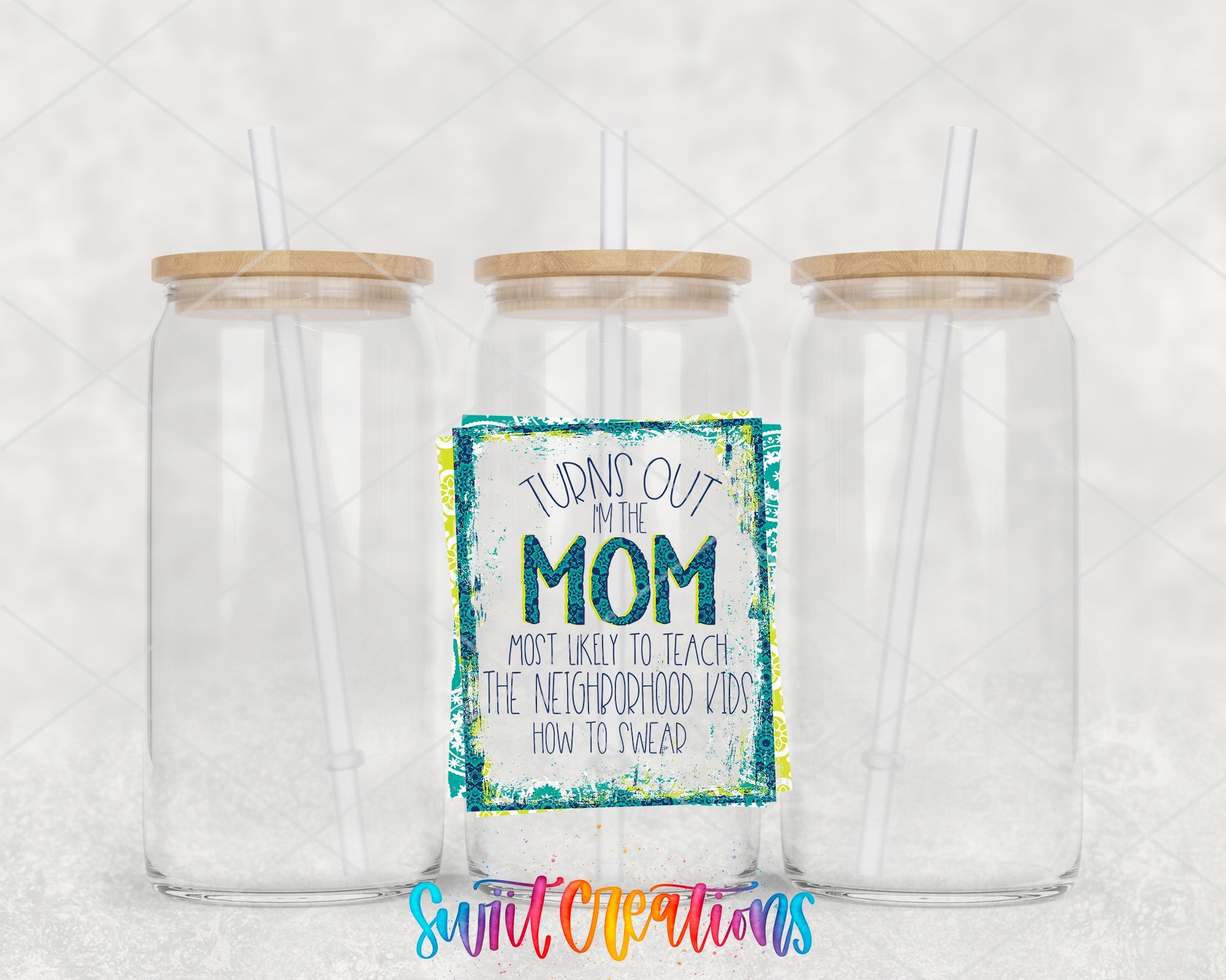 a couple of glass jars sitting on top of a table