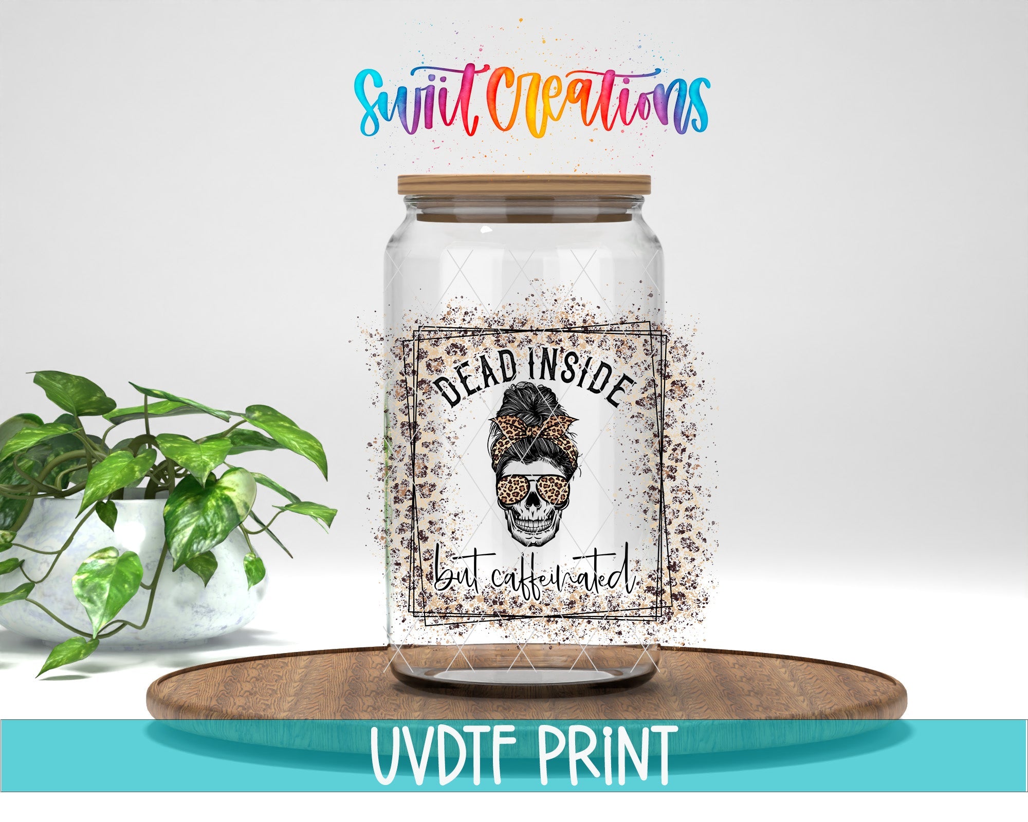 a jar with a picture of a dead inside on it