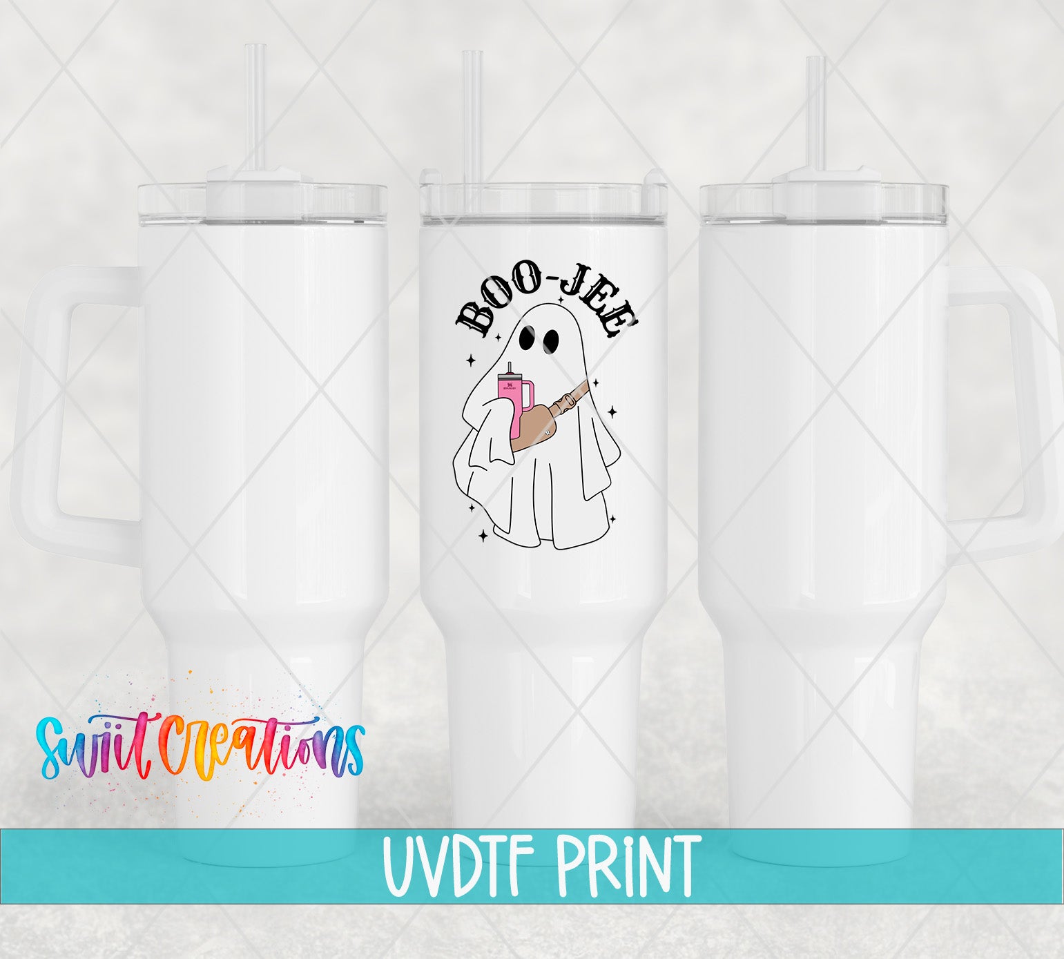 three white tumblers with the words boo boo boo boo boo boo boo boo boo