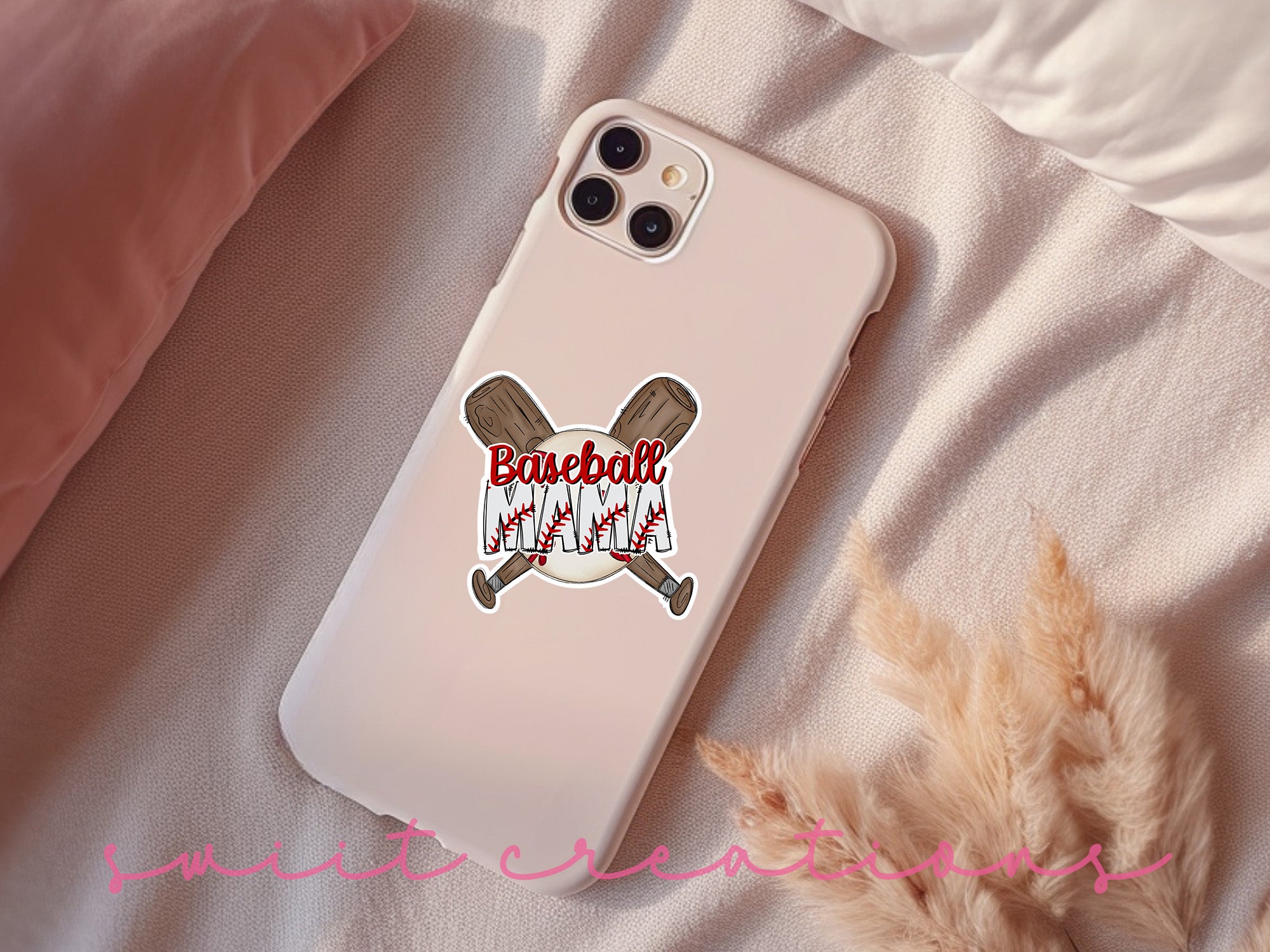 a phone case with a baseball bat and crossed bats on it