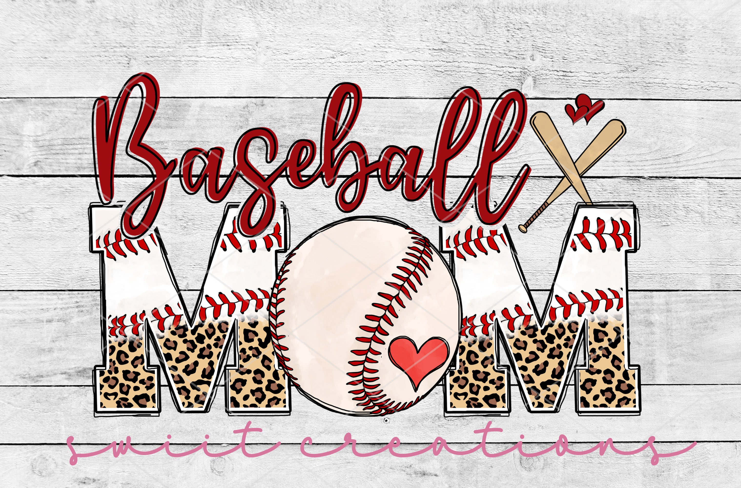 a baseball mom with leopard print on it