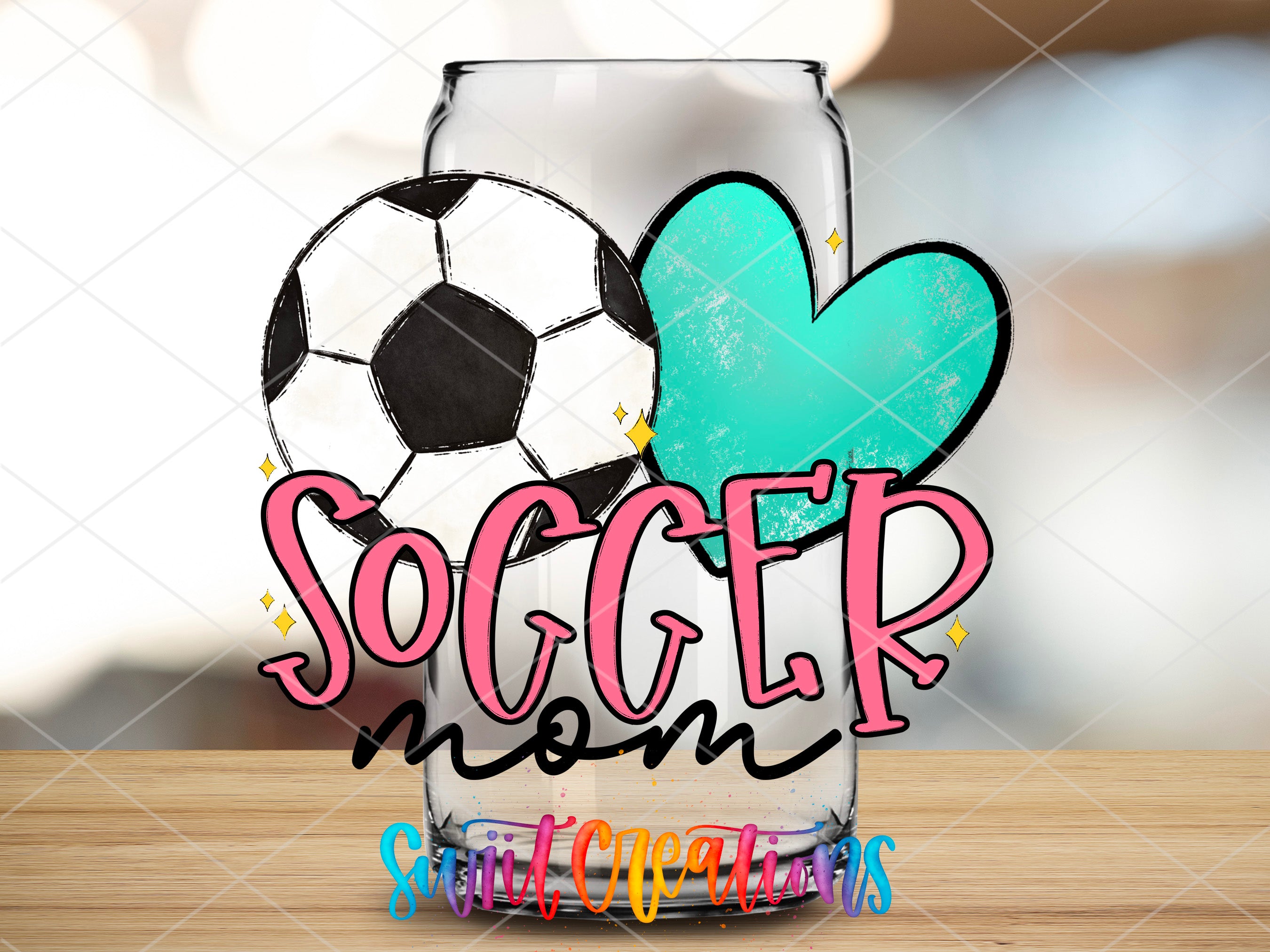 a cup with a soccer ball inside of it