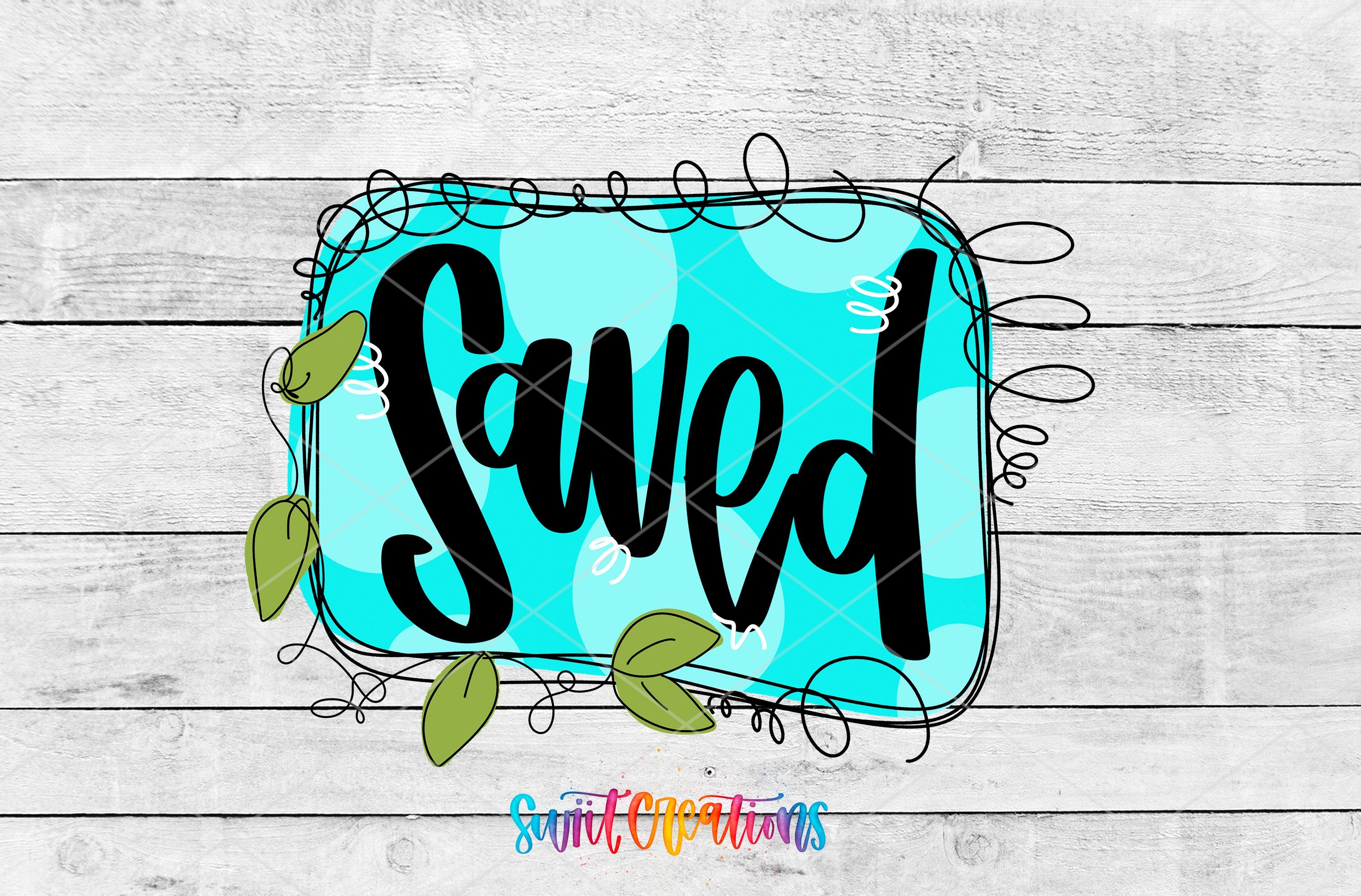 a blue square with leaves and the word swad on it