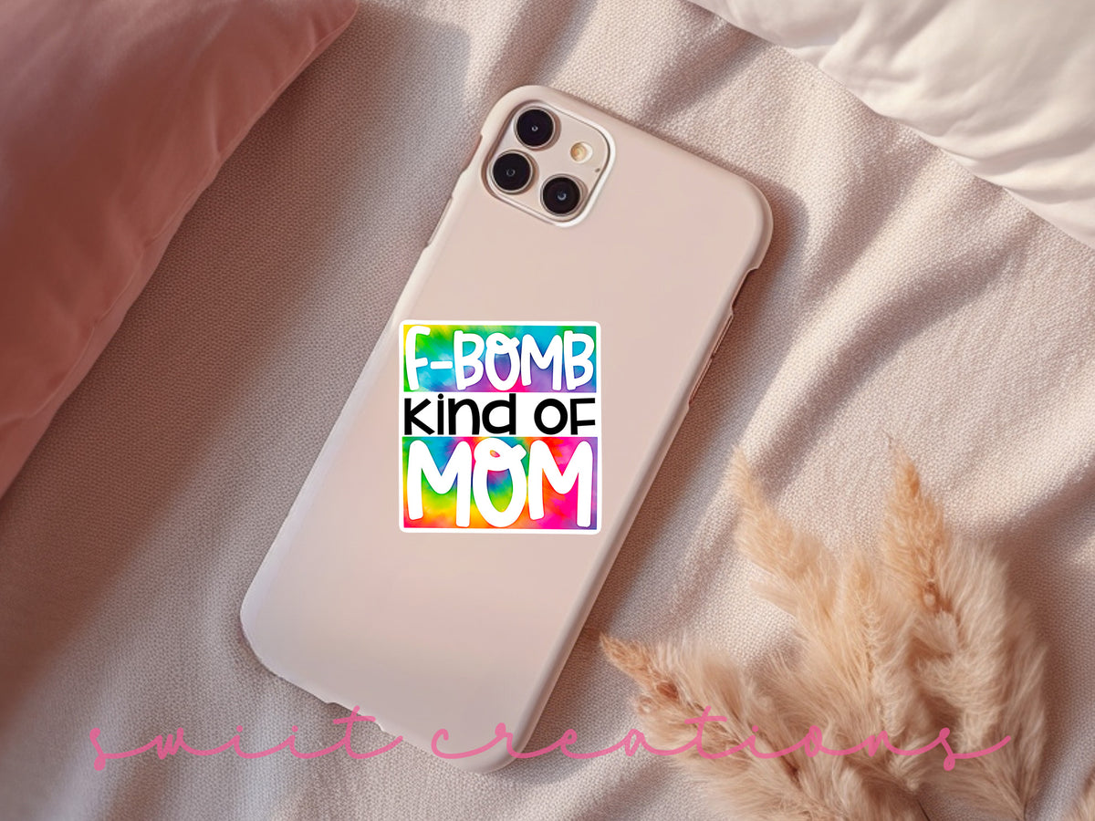 a phone case with the words bomb kind of mom on it