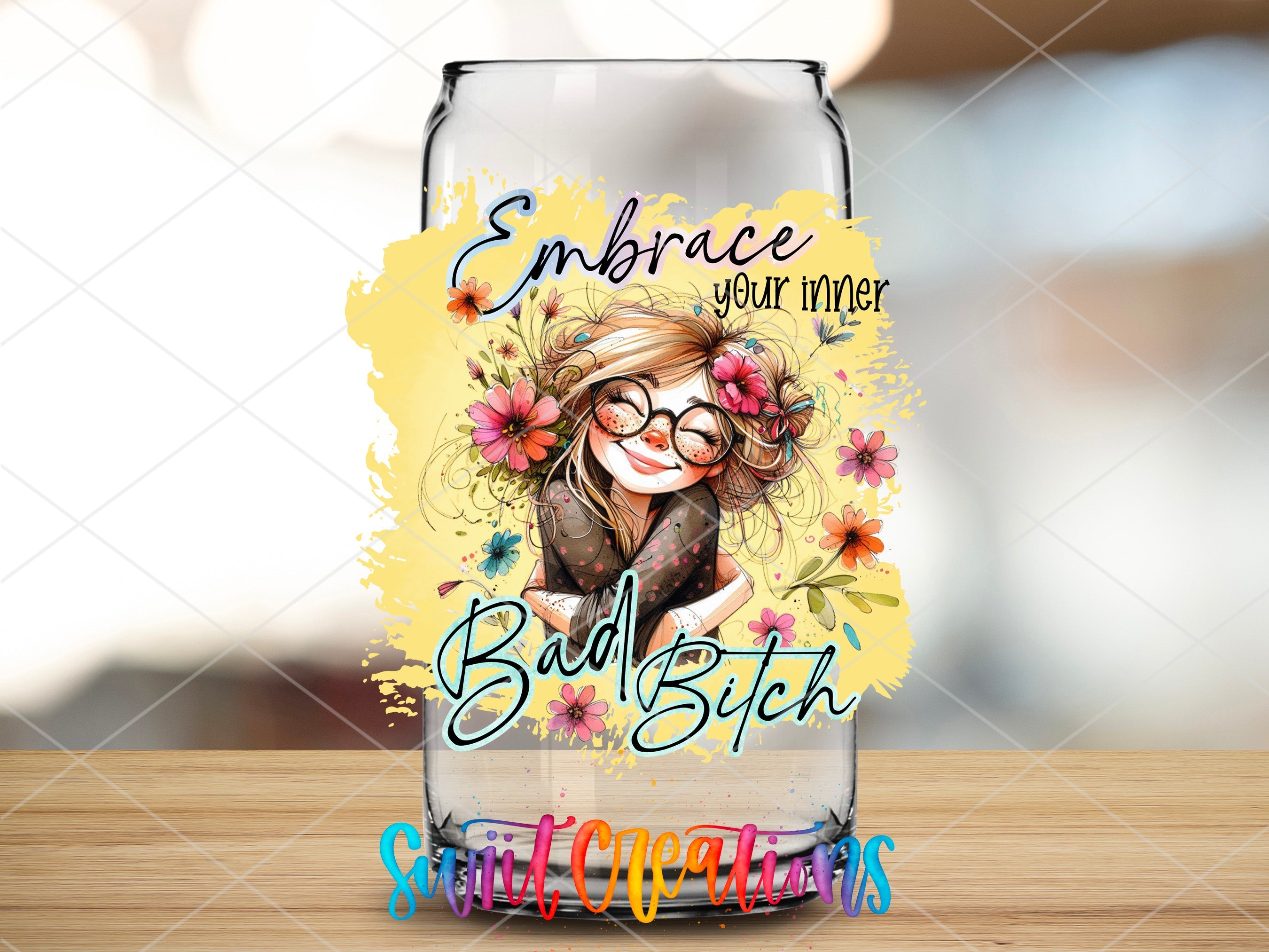 a water bottle with a picture of a girl on it