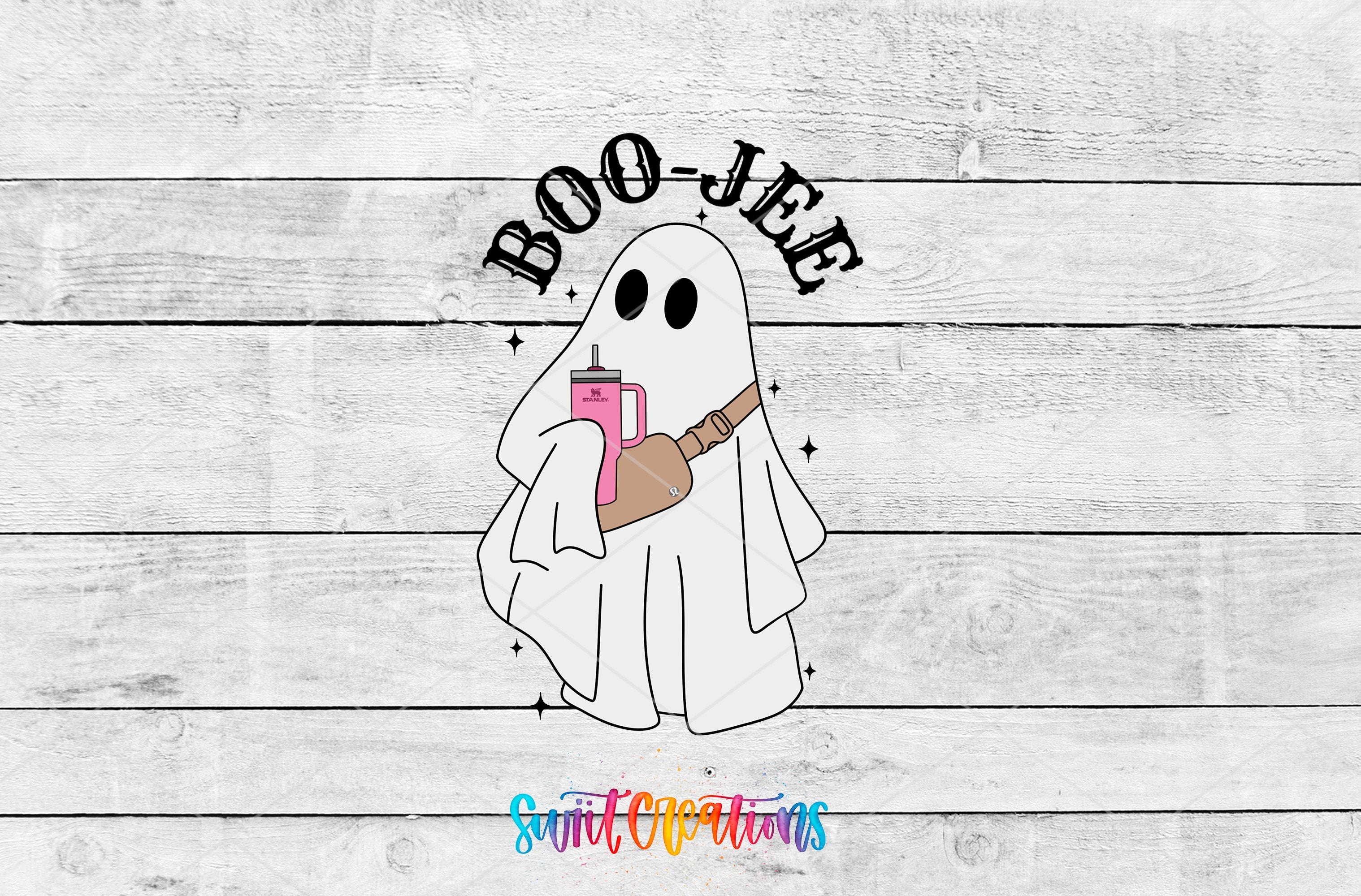 a white ghost holding a pink cup with boo boo boo boo boo boo boo boo
