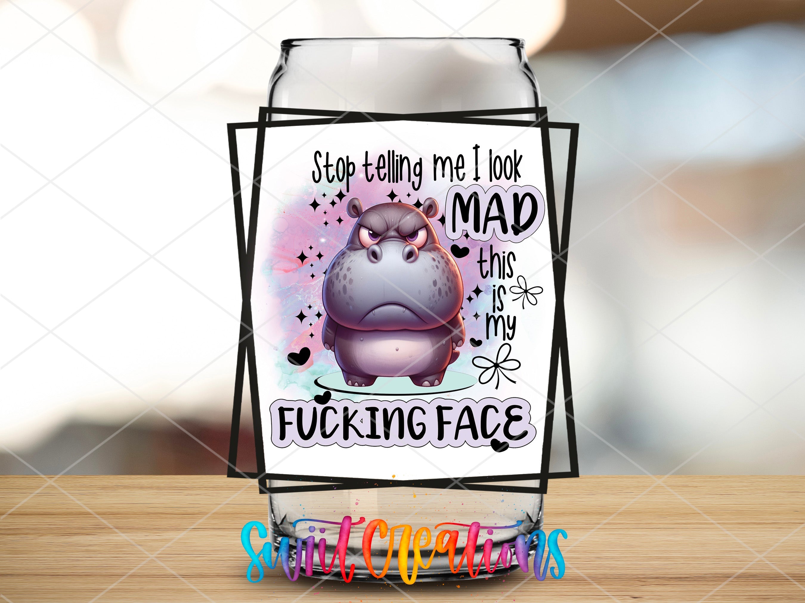 a card with a picture of a hippo on it