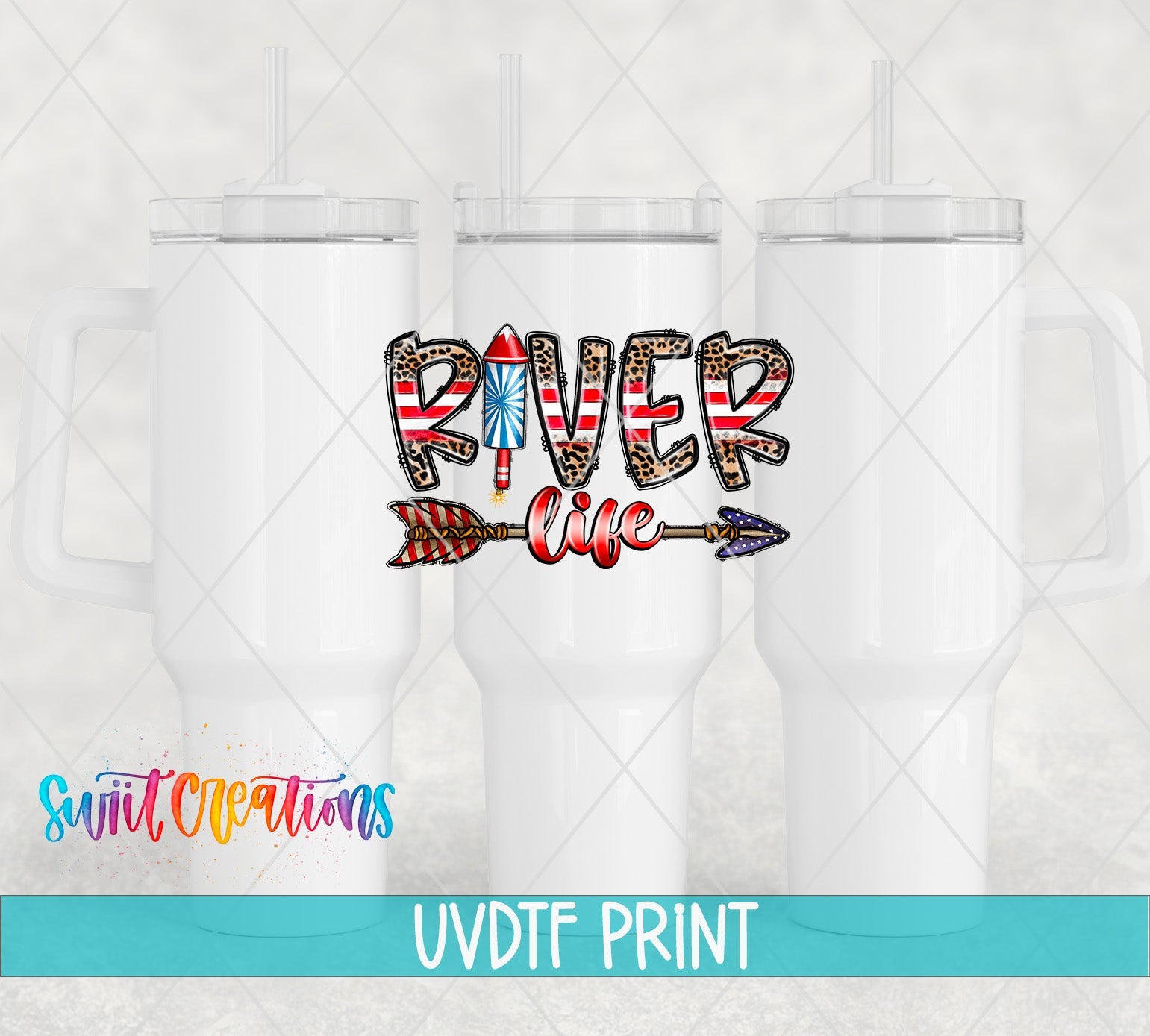 three mugs with the words river life on them