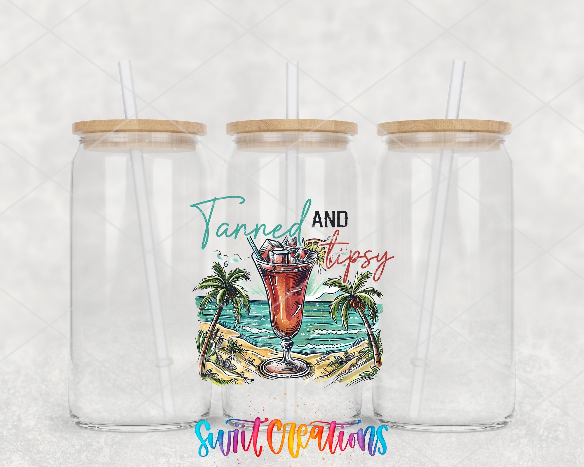 two plastic cups with straws on a white background