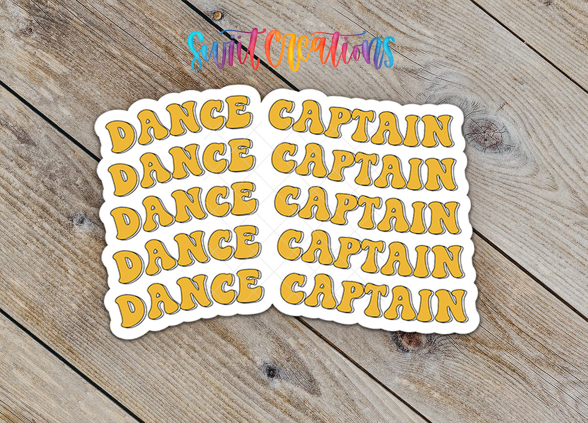 a sticker with the word "DANCE" repeated multiple times in a playful, artistic style.