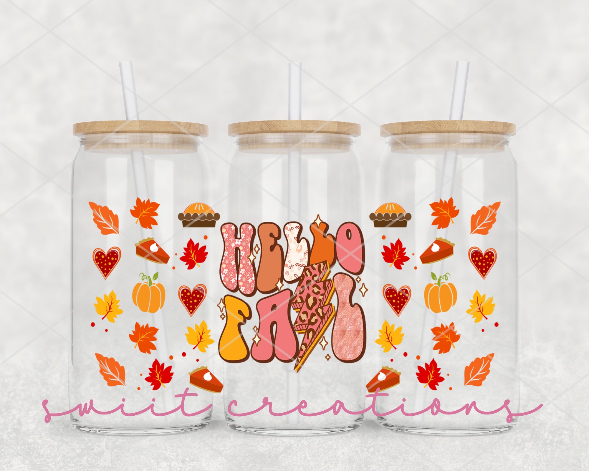 a couple of glass jars sitting on top of a table