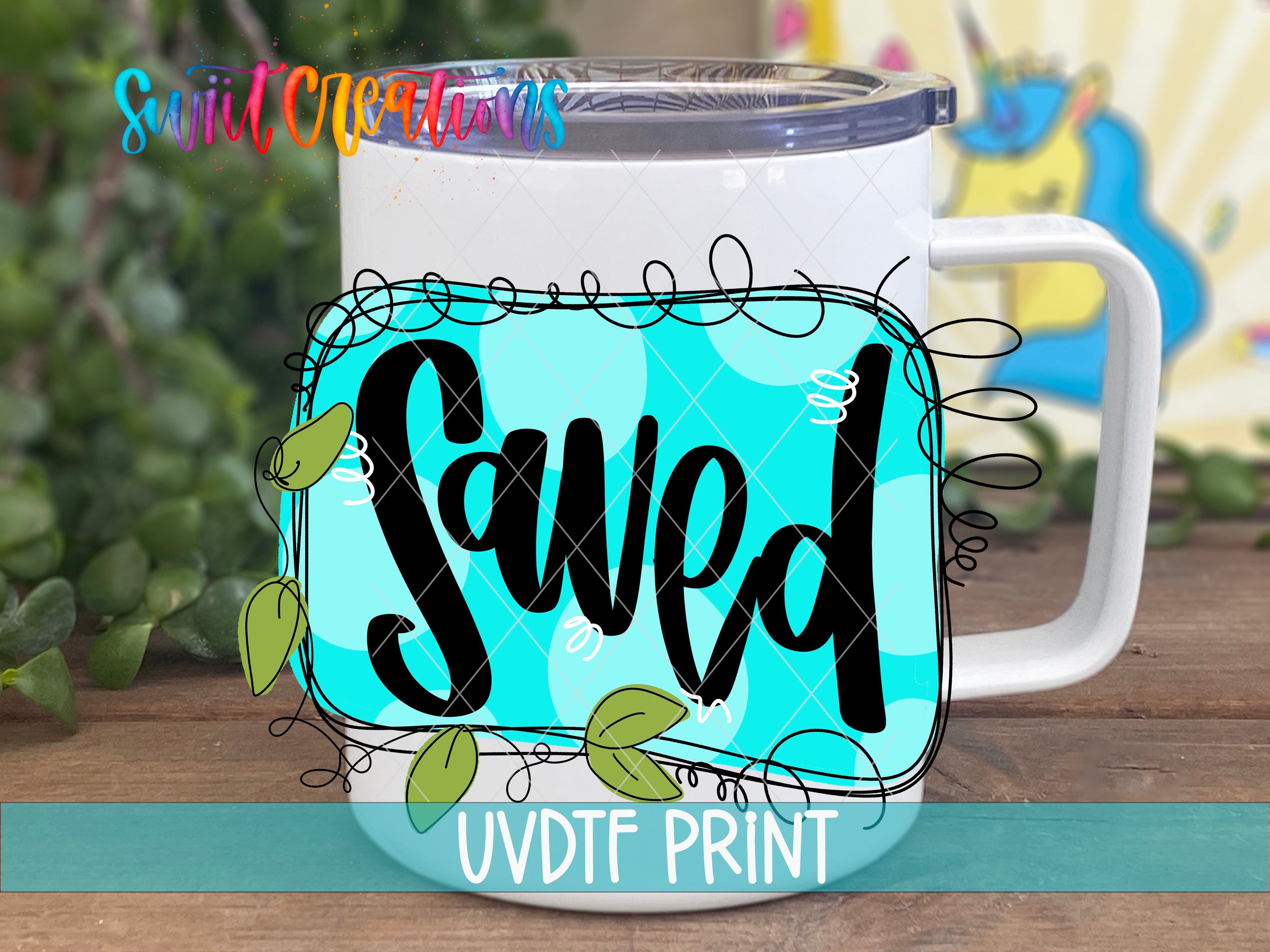 a white coffee mug with a blue background and the words savol on it