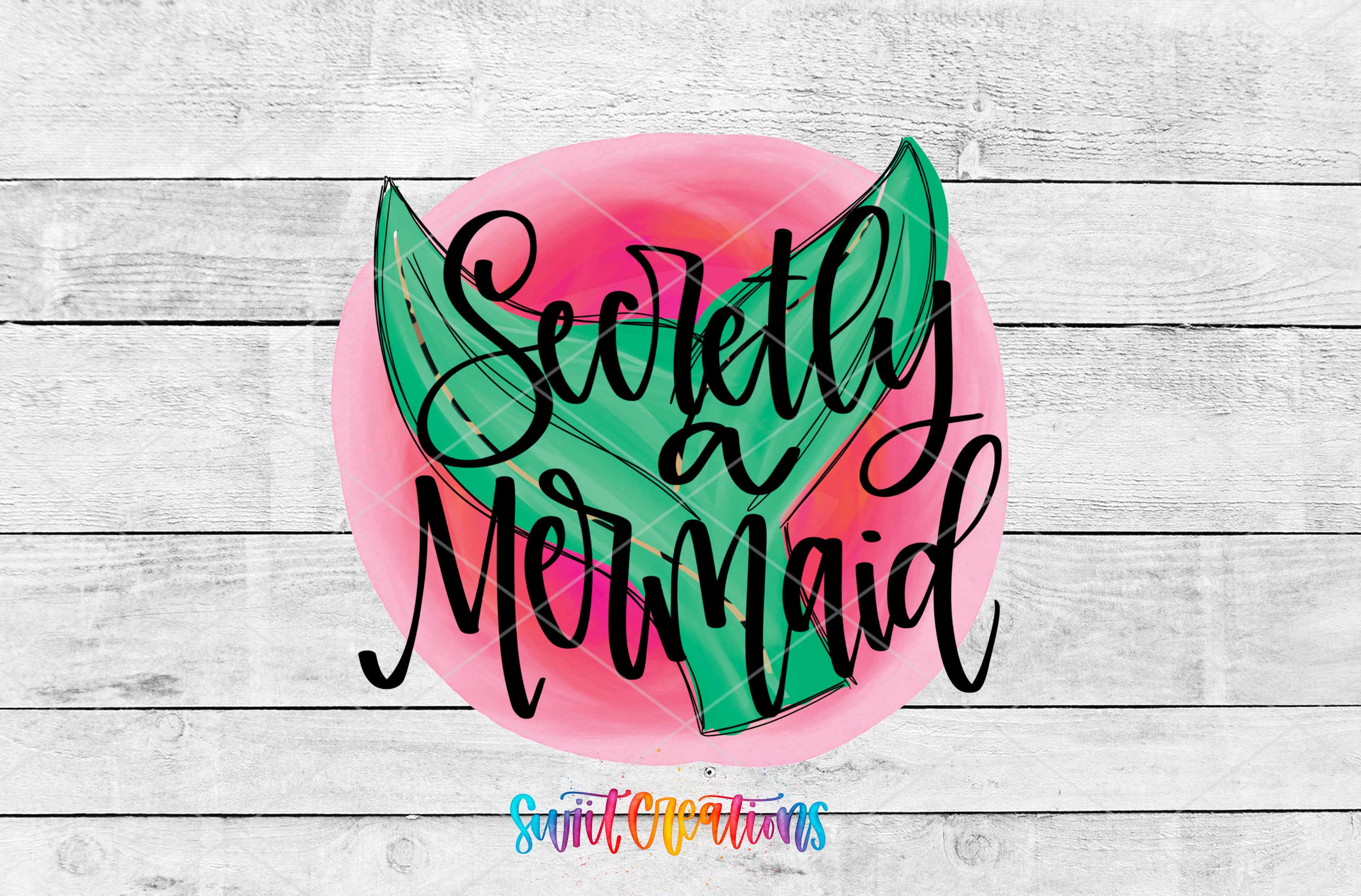 a pink and green sign with the words smellly a mermaid on it