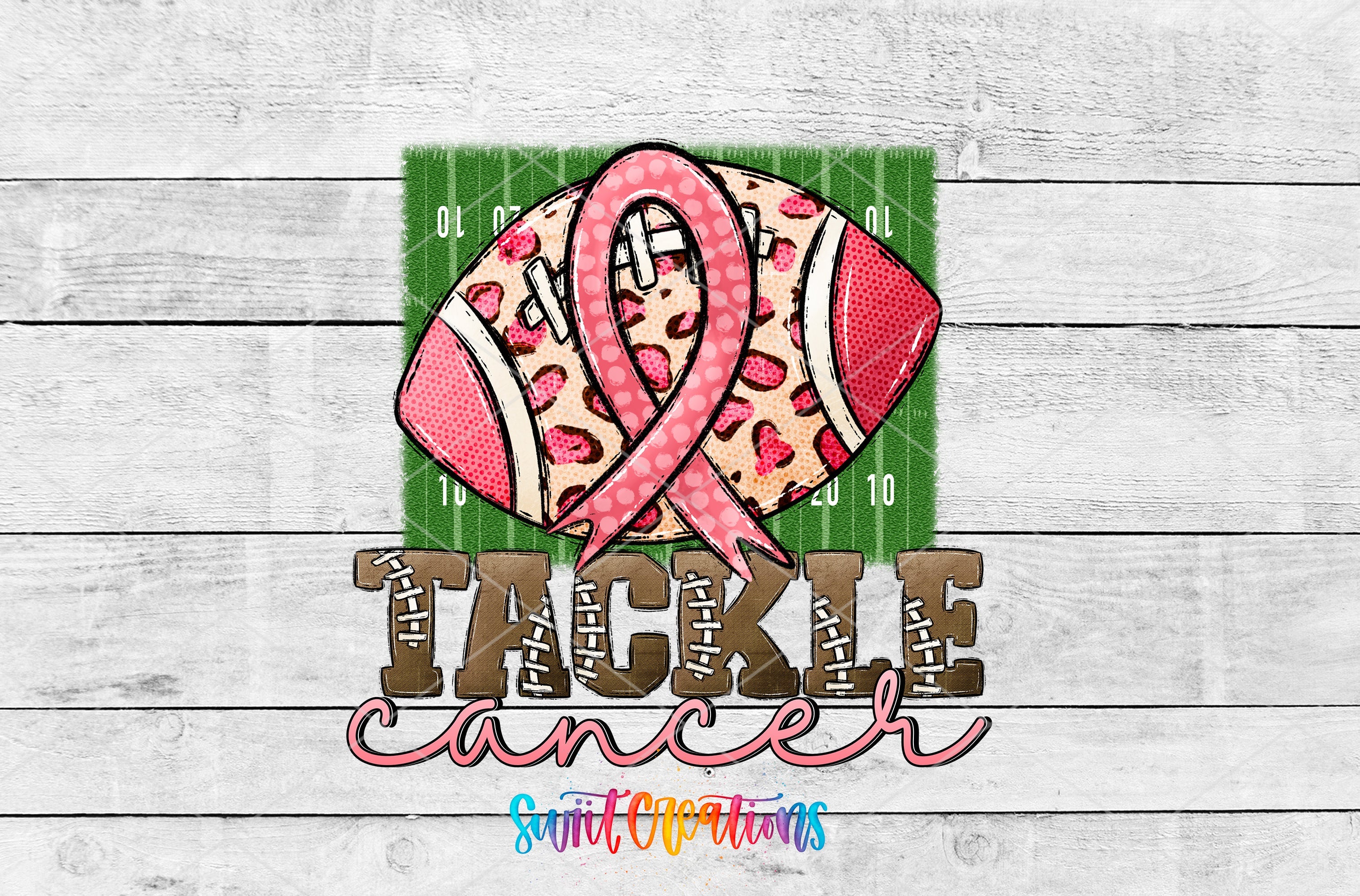 a pink ribbon with leopard print on it