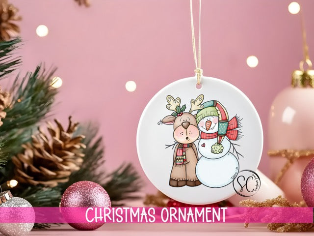 a christmas ornament hanging from a tree