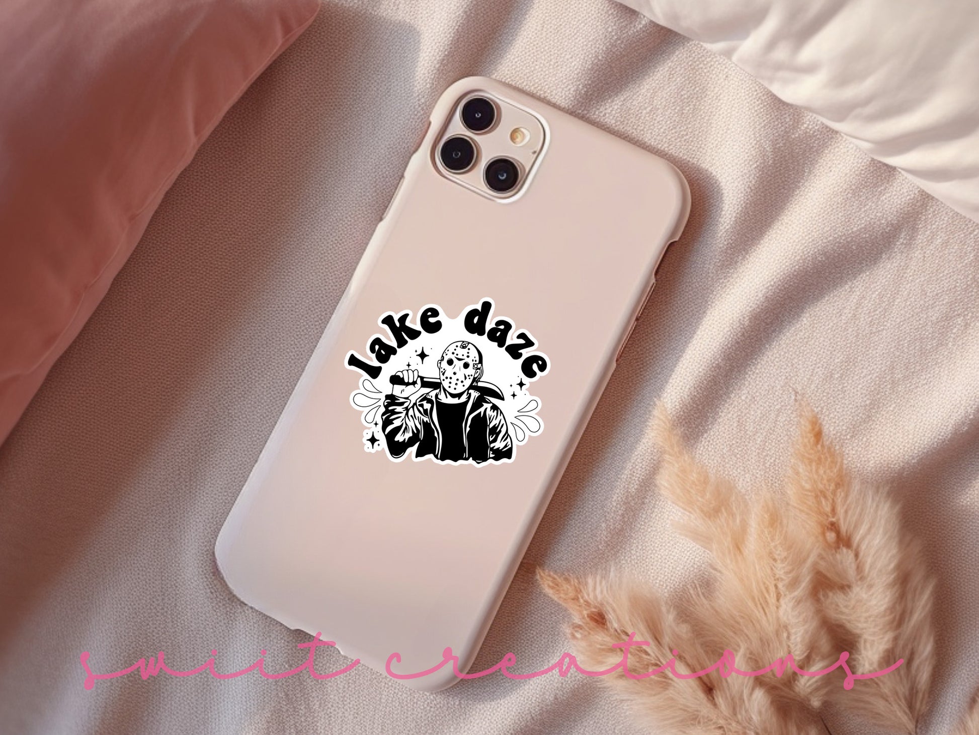 a phone case that has a sticker on it