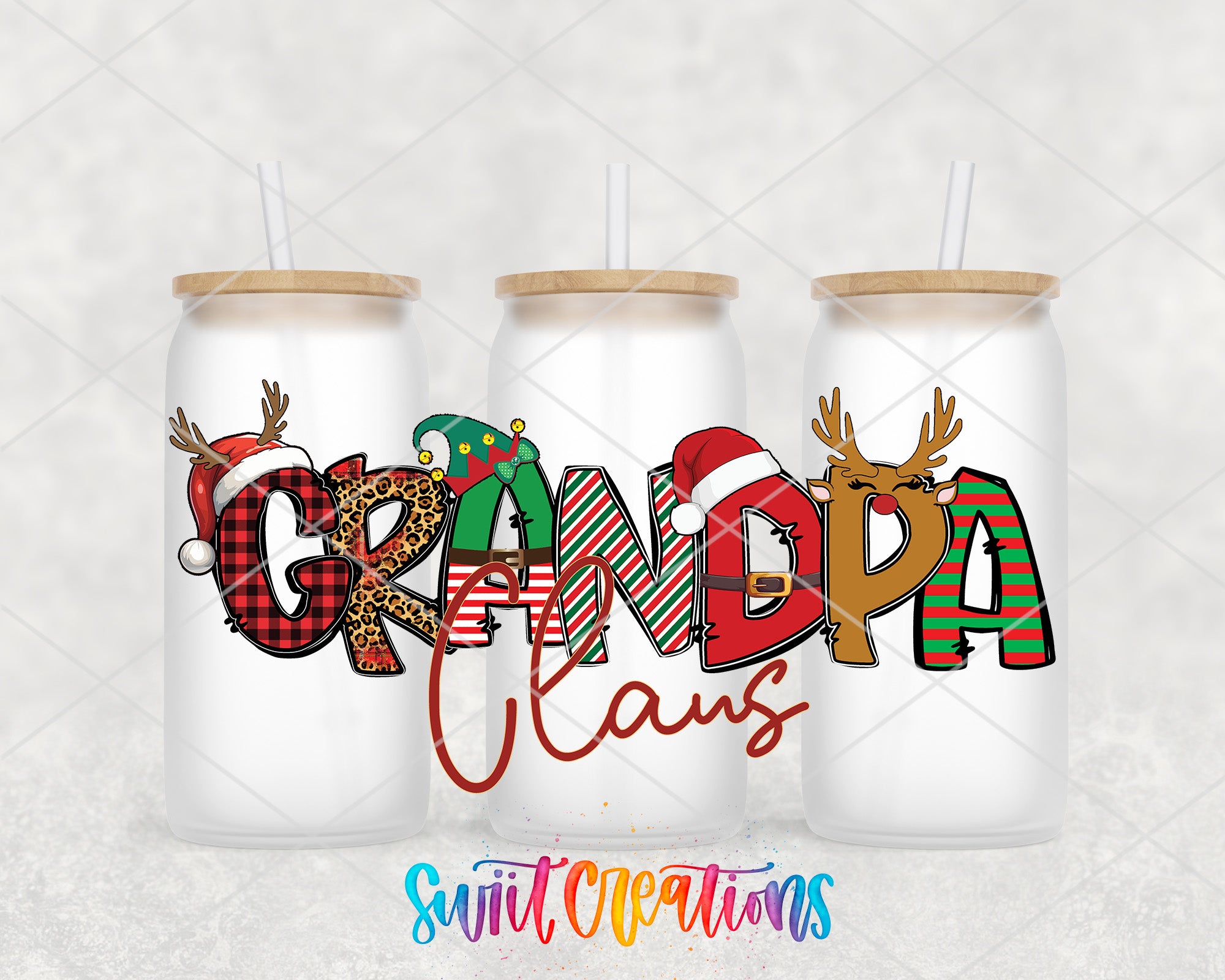 a couple of christmas themed mason jars