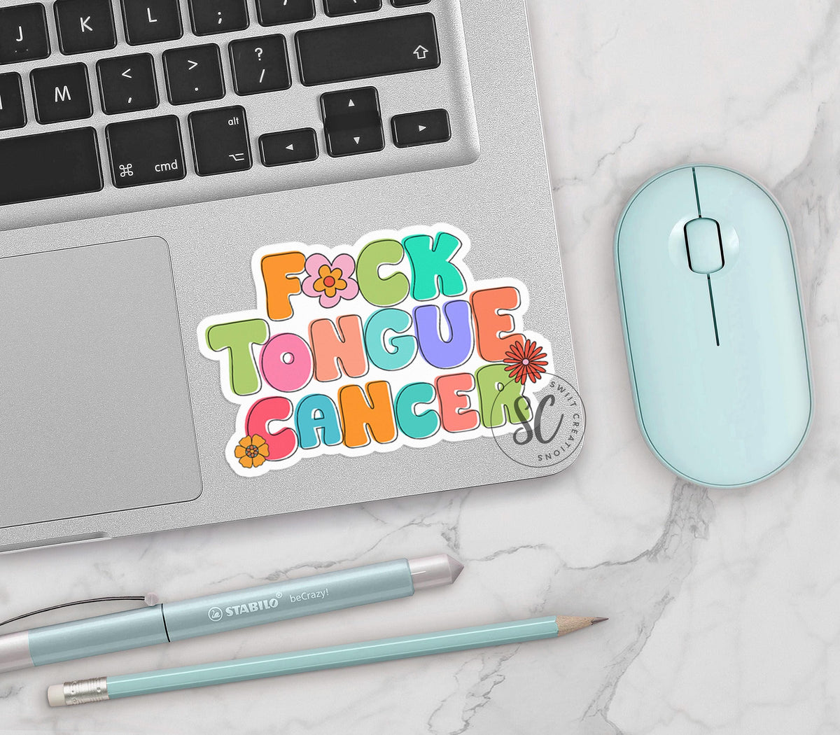 F*ck Tongue Cancer colorful retro letter waterproof vinyl sticker