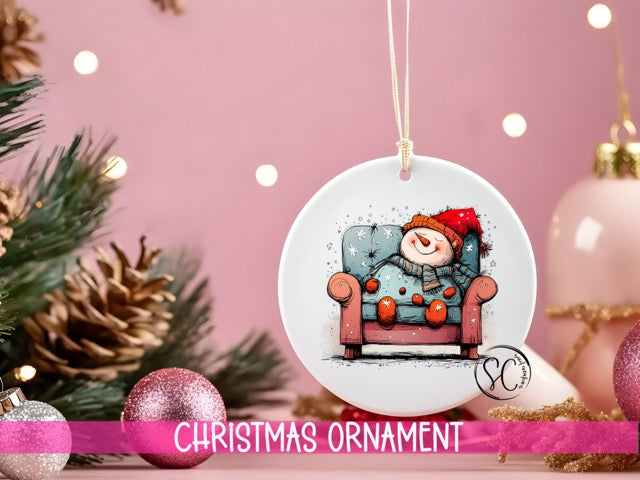 a christmas ornament hanging from a christmas tree