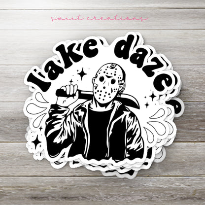 a sticker of a person wearing a mask and holding a knife