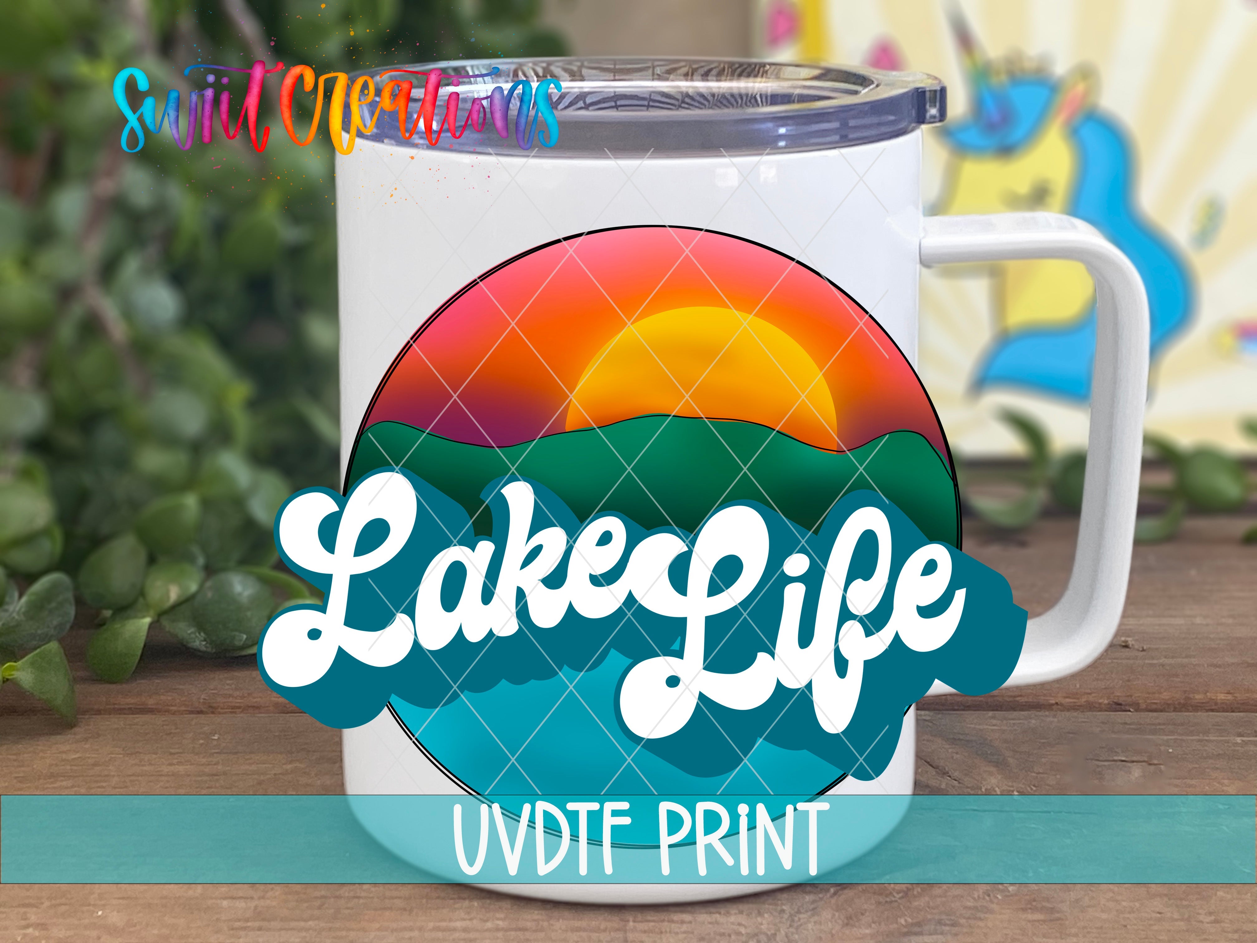 a white coffee mug with the words lake life on it