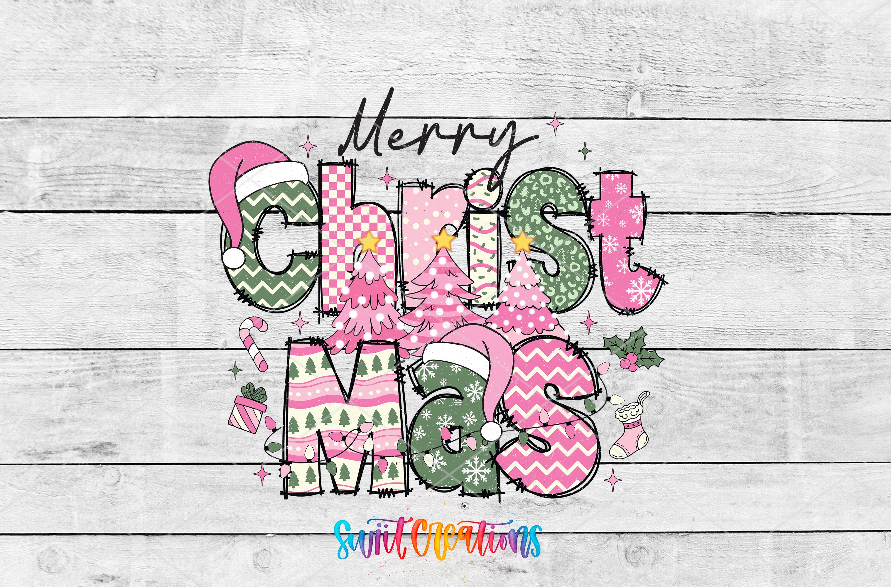The image is a colorful and festive Christmas-themed graphic with the text "Merry Christmas" prominently displayed.