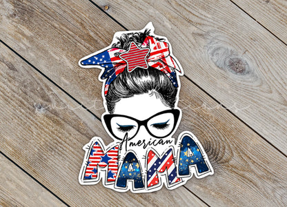 a sticker of a woman wearing glasses and a bandana