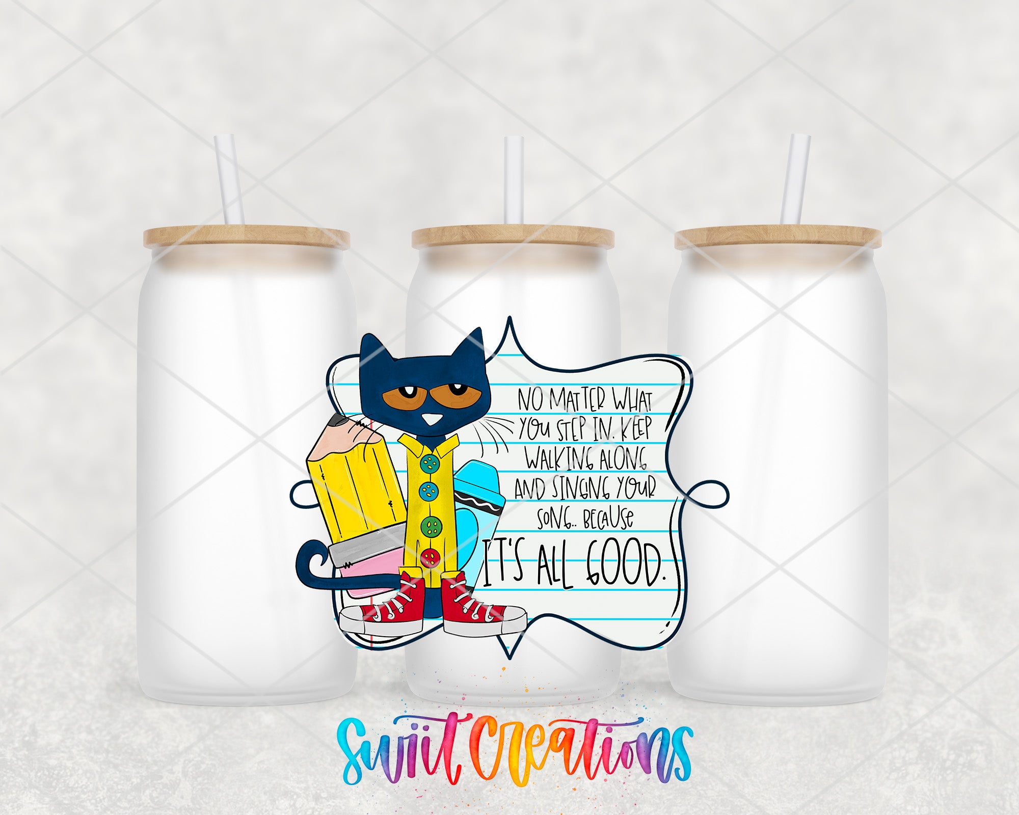 a couple of white jars with cats on them