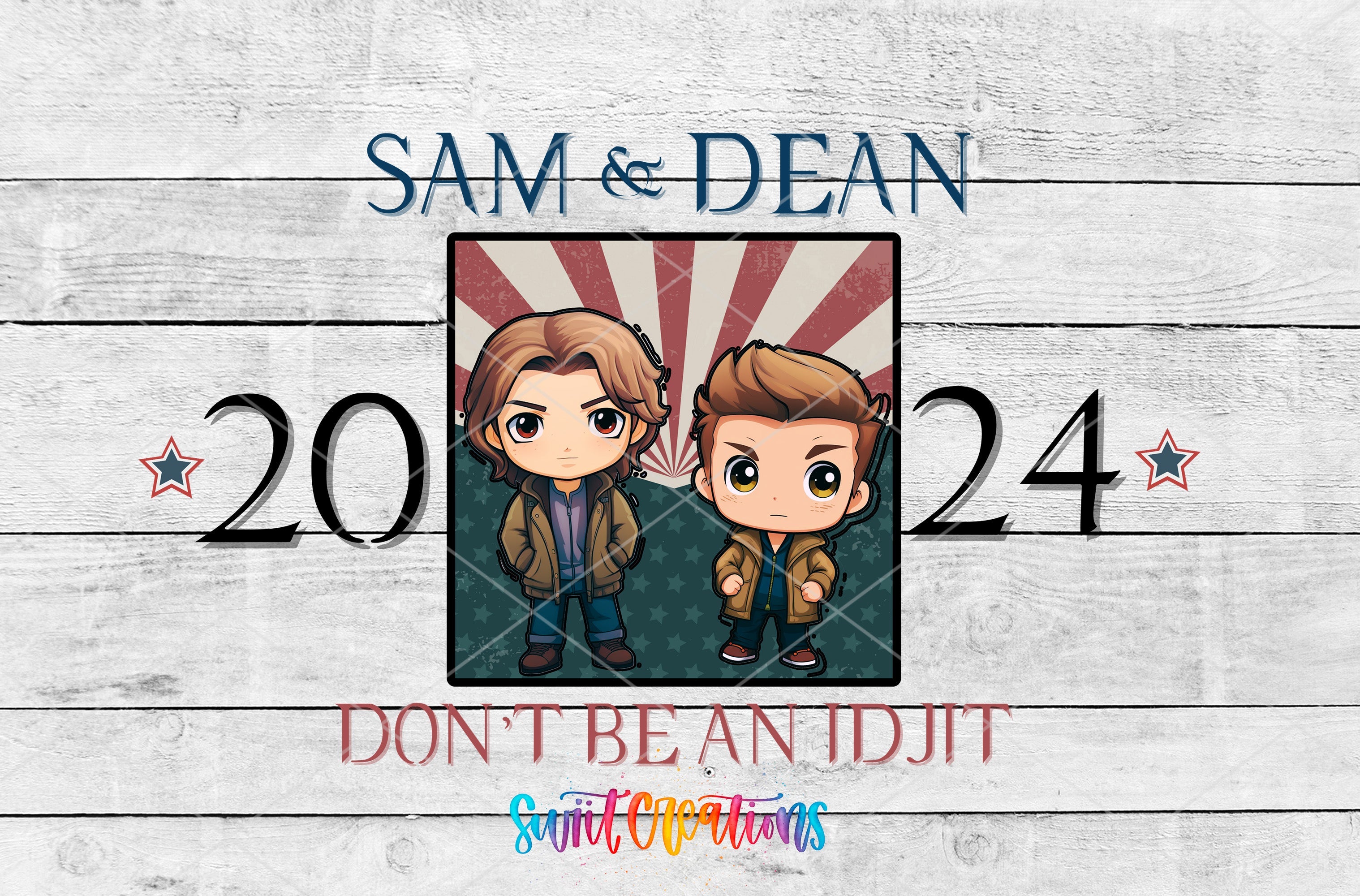 a picture of two people with the words sam and dean on them