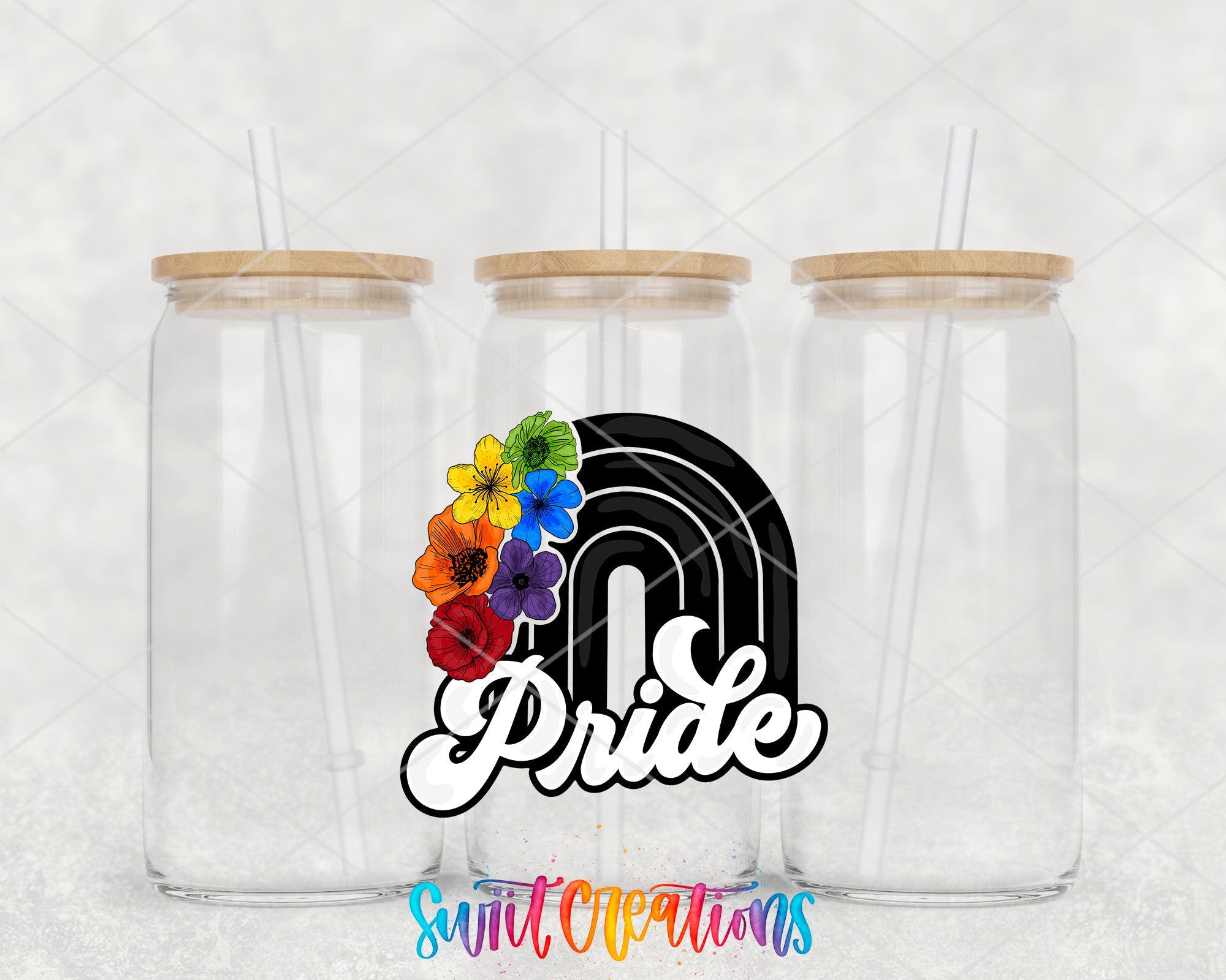 two clear plastic cups with the words pride on them