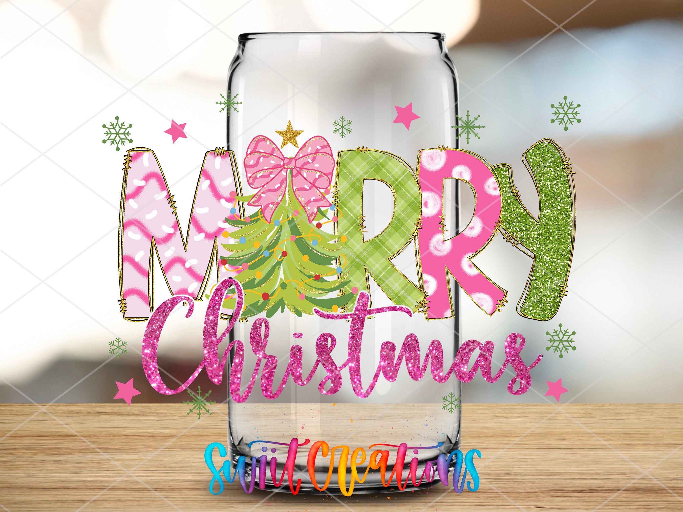 a glass jar with a merry christmas message in it