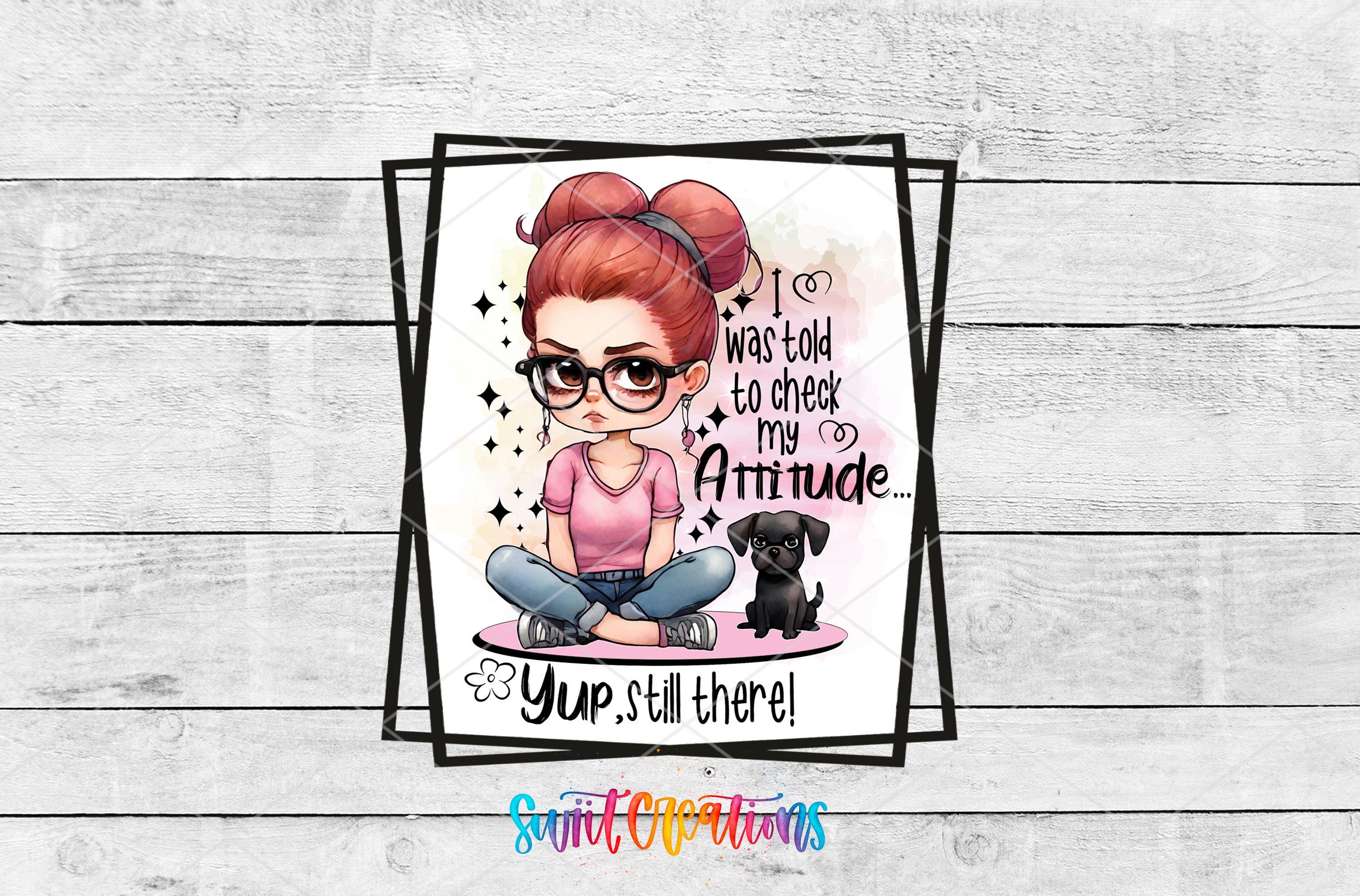 a card with a picture of a girl and her dog
