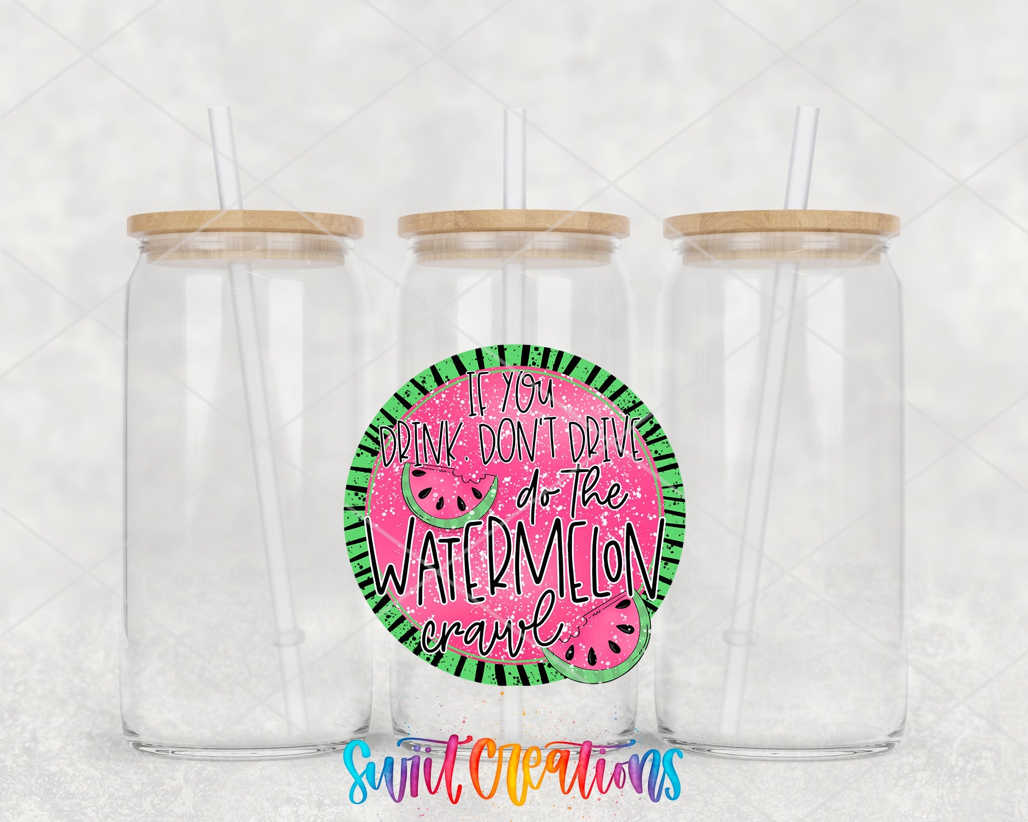 a couple of watermelon cups with straws in them