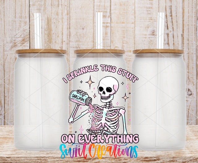 two coffee mugs with a skeleton holding a toothbrush