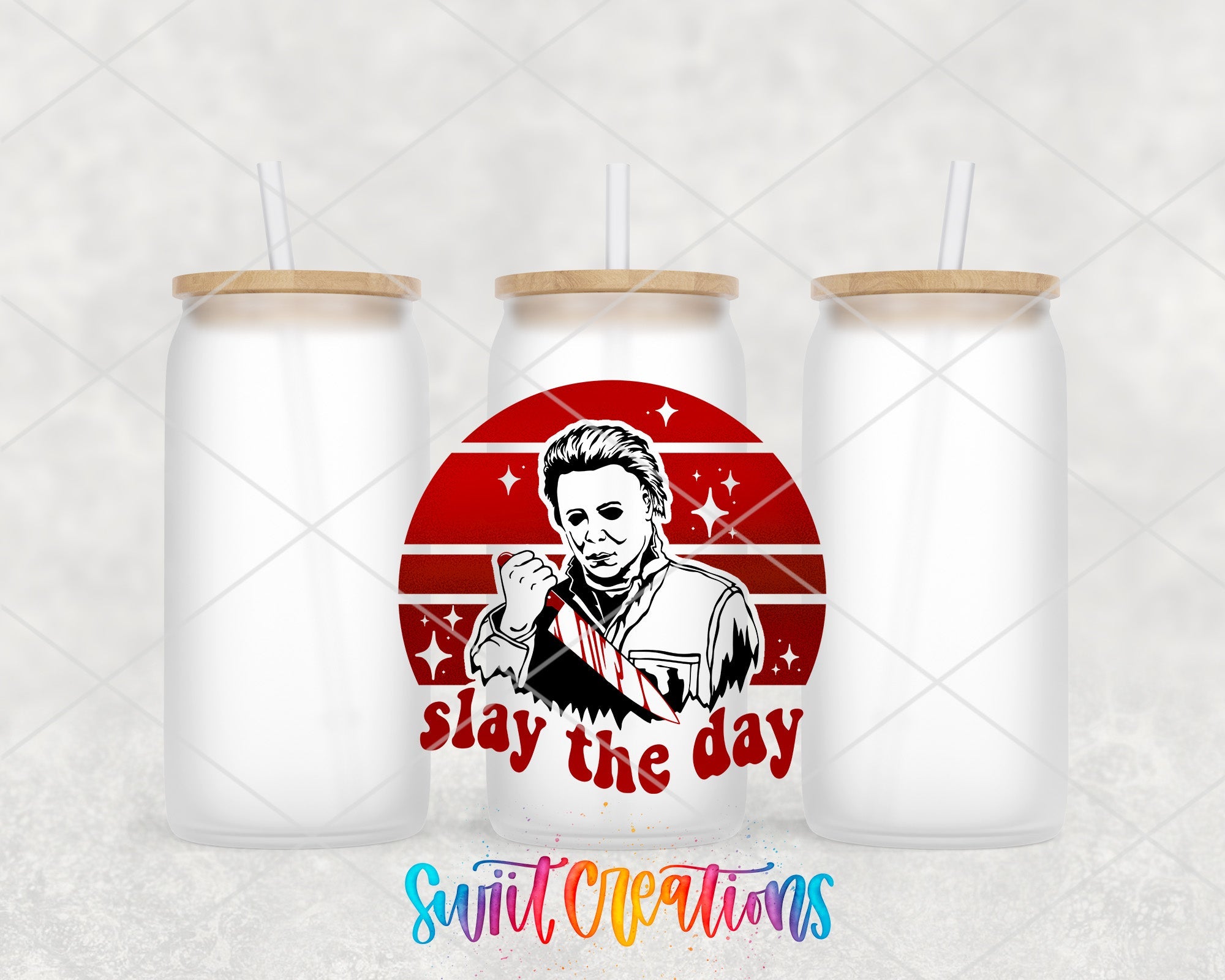 a couple of white jars with straws in them